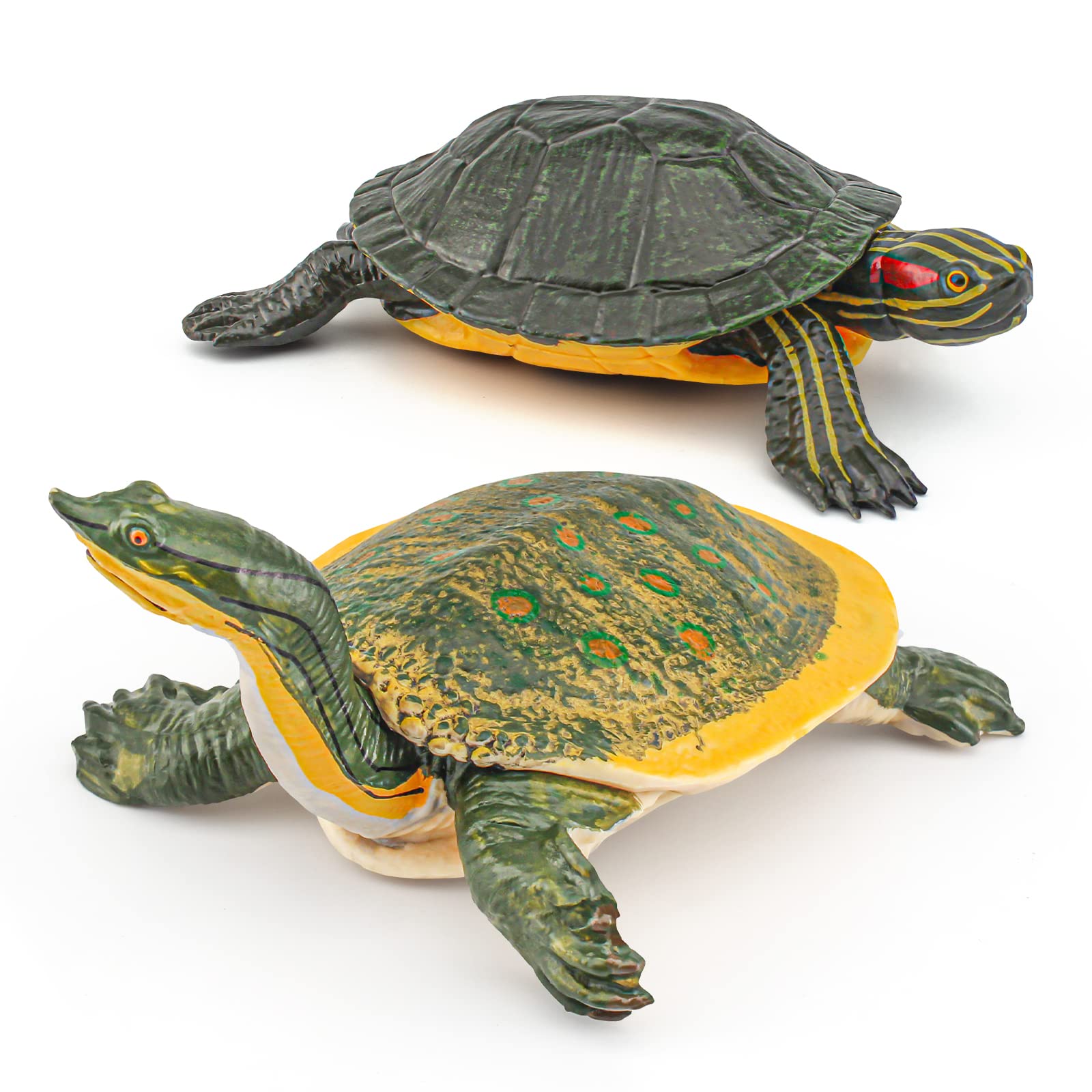 Large Turtle Toys for Kids 2PCS Realistic Plastic Red-Eared Slider Tortoises Figurine Brazilian Tortoise Figurines Plastic Turtles Toys for Party Favor Decoration Turtles Collection