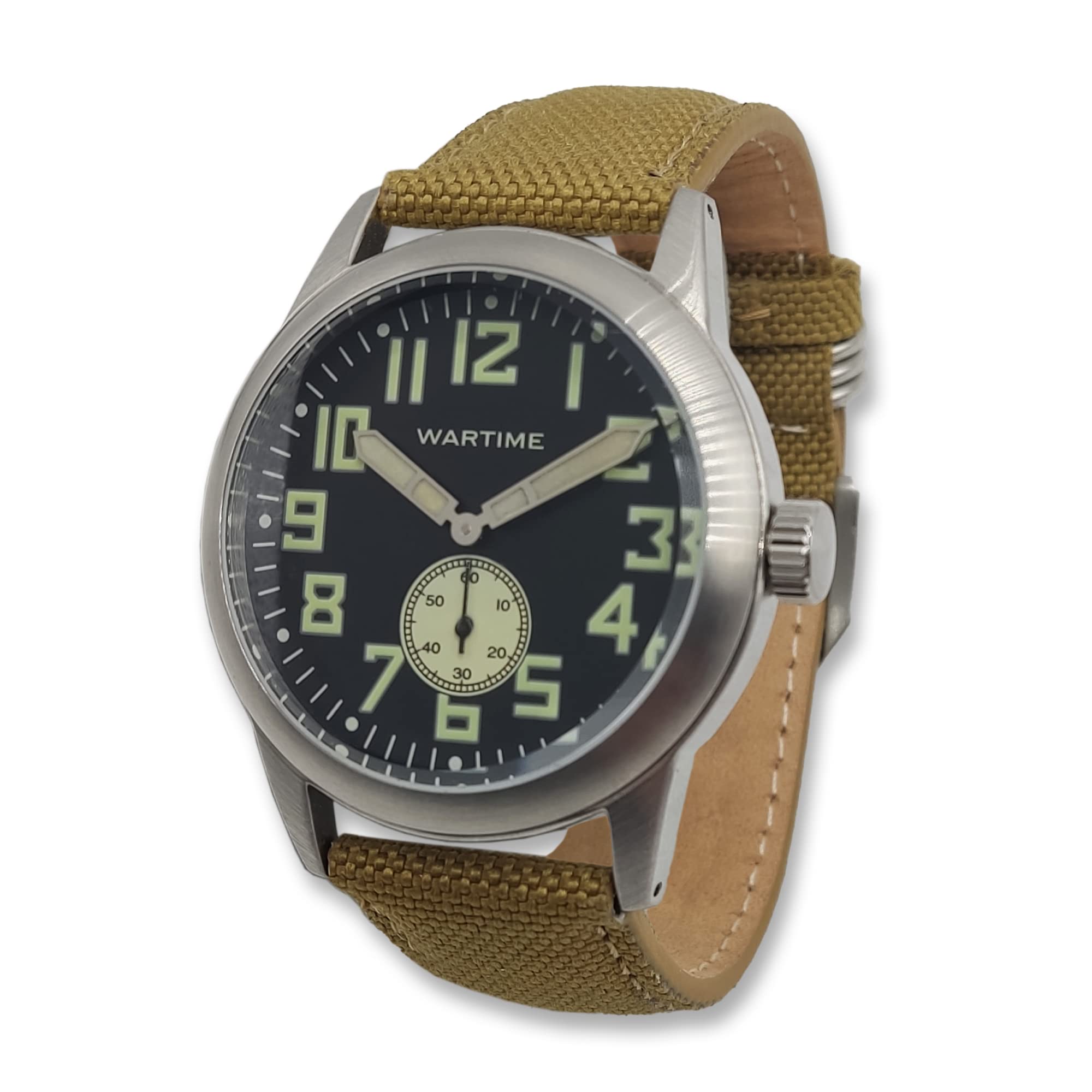 WW2 Military Watch – Vintage USAAF Watch, Swiss-Quartz Movement with Canvas strap and leather lining, 10 ATM Water Resistant. The Perfect WW2 Memorabilia. Mens Watches for Ever