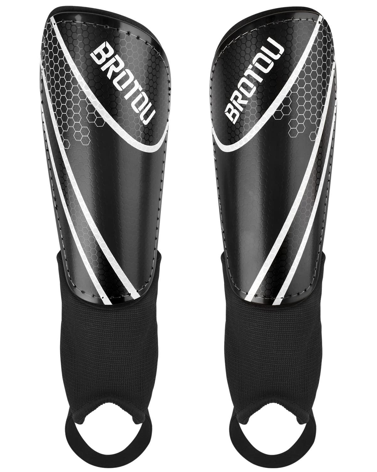 BROTOUShin Guards Soccer Youth, Soccer Shin Guards for Kids 3-15, Light Weight Adjustable Straps Shin Pads Protection Equipment with Ankle and Leg Calf Protection