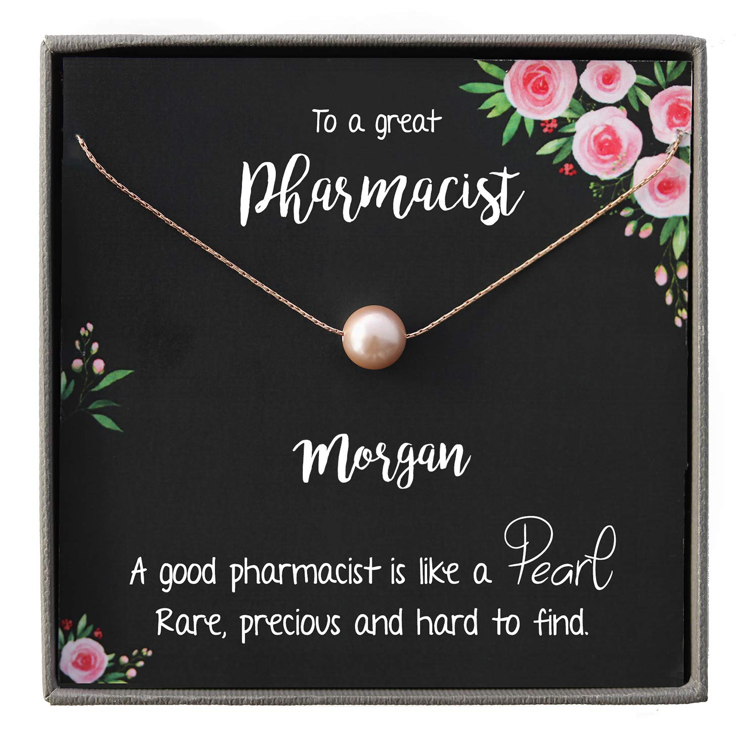 Pharmacist Gifts for Women, Floating Pearl Necklace with Meaningful Message