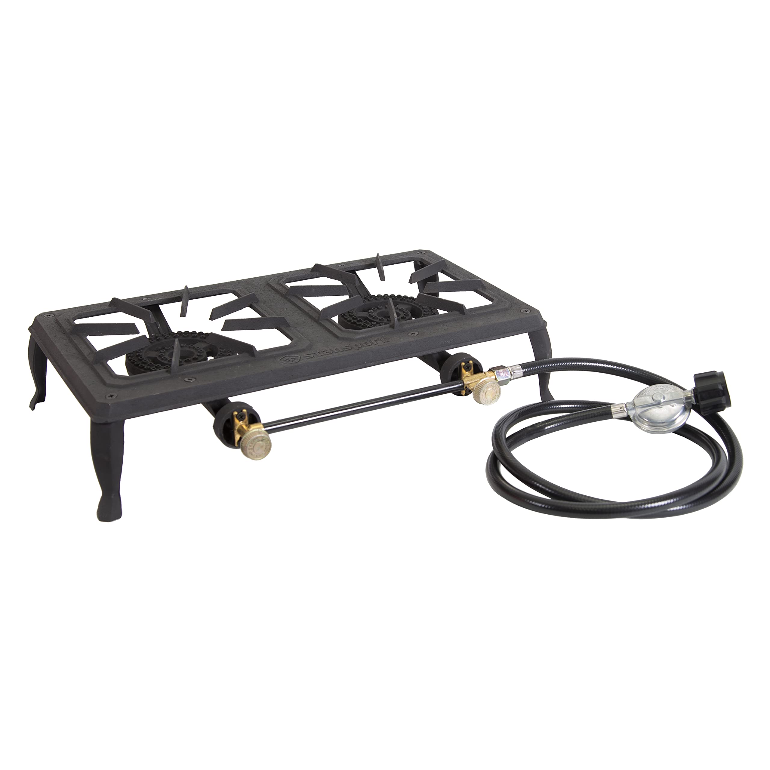 Stansport Double Burner Cast Iron Stove with Regulator Hose