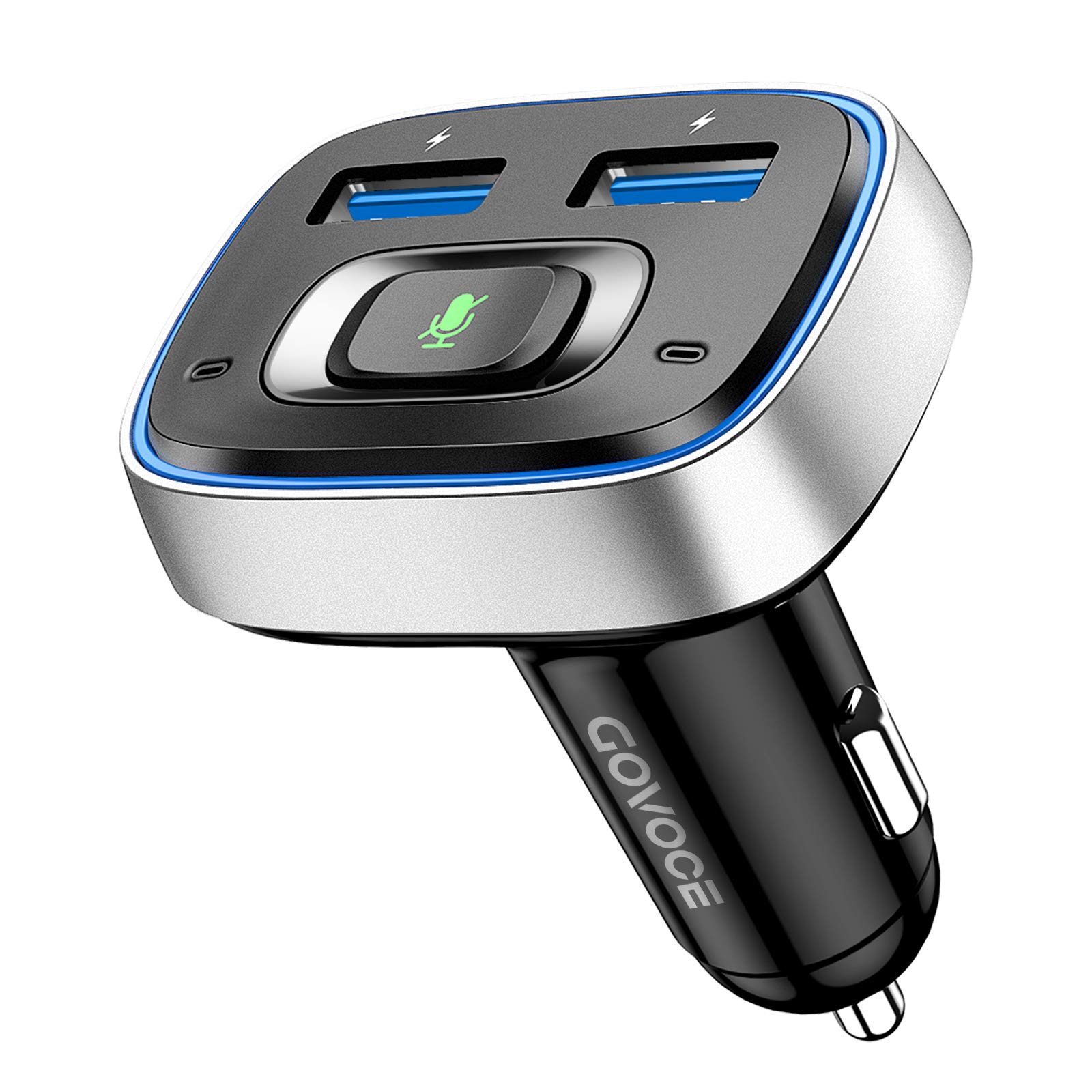 Bluetooth car Adapter,True Hands-Free Bluetooth FM Transmitter for car Support Siri& Google Voice Assistant to Call Spotify,Call sb,Sirux XM or Any Other App. CD Player Convert - GoVoce VC100