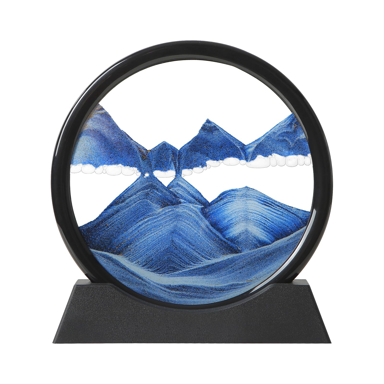 Moving Sand Art, 7 Inch 3D Moving Sand Art Picture Sand Painting, 3D Sandscape Moving Sand Art Kit, Blue Flowing Sand Glass Moving Sand Picture Relaxing Office Desktop Home Decor Gifts