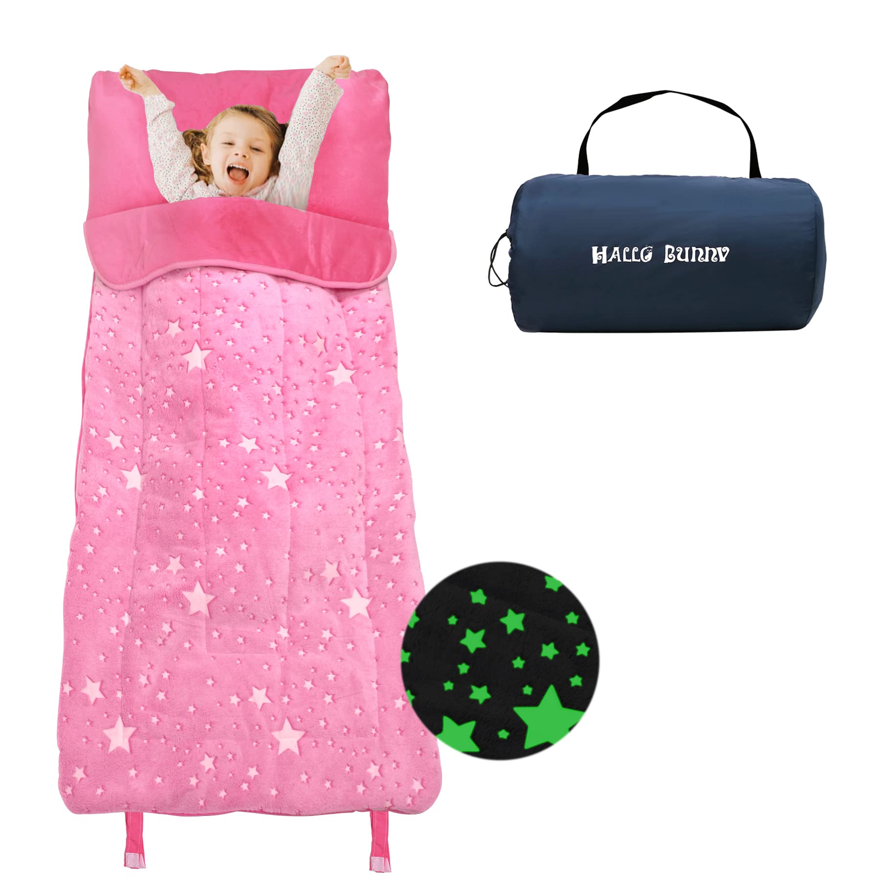 'Kids Sleeping Bags, Glow-in-The-Dark Sleeping Bags and Kids nap mats, 63'' x 29'' Soft and Comfortable Sleeping Bags for Kids Girls Boys Daycare, naps and sleepovers.'