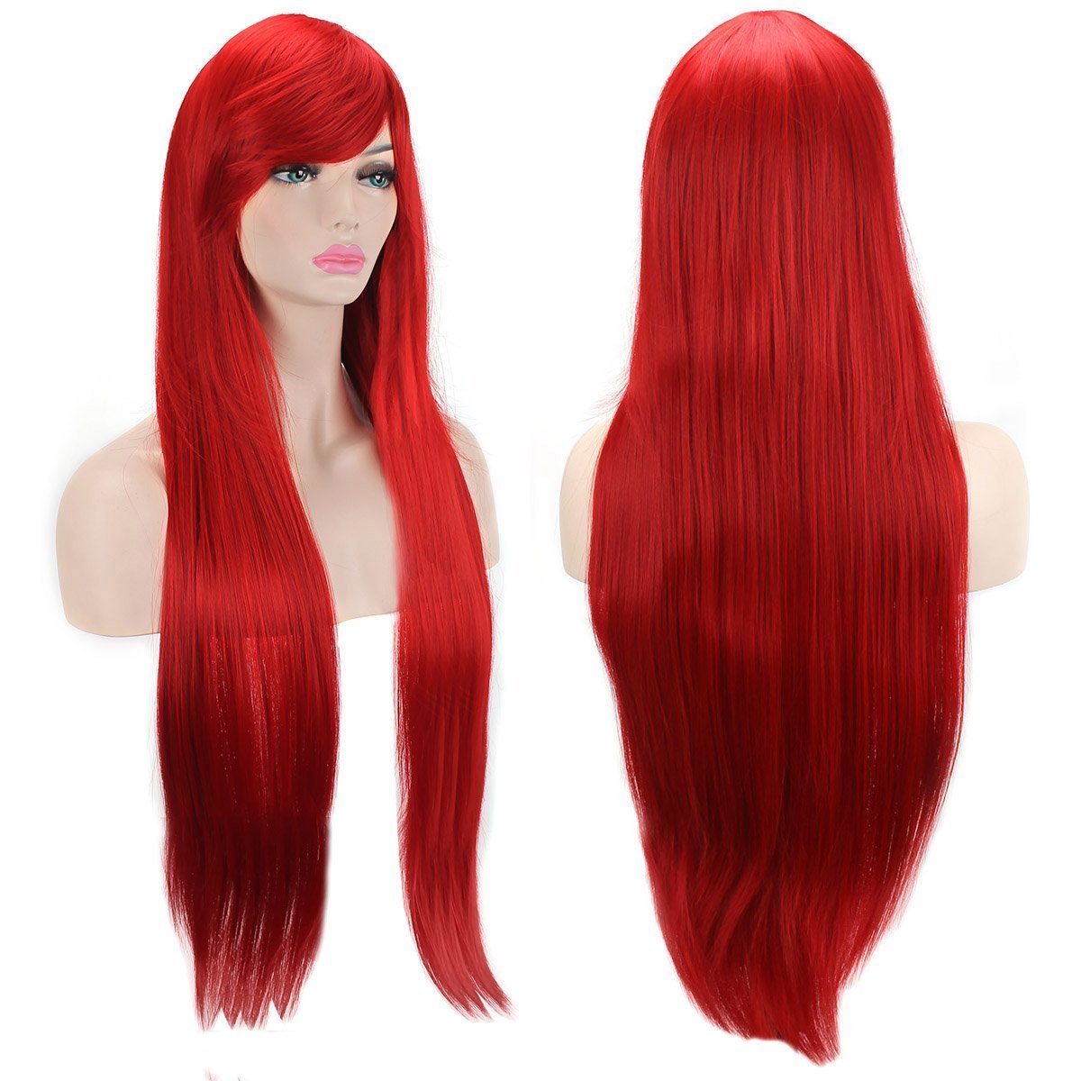 Akstore Wigs 32 inch Long Straight Anime Fashion Women's Cosplay Wig(Red)