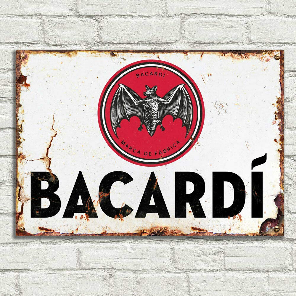 LBS4ALL Bacardi Signs Metal Plaque Aluminium Vintage Pub Tiki Bar Home Cafe Wall Beer Retro Club