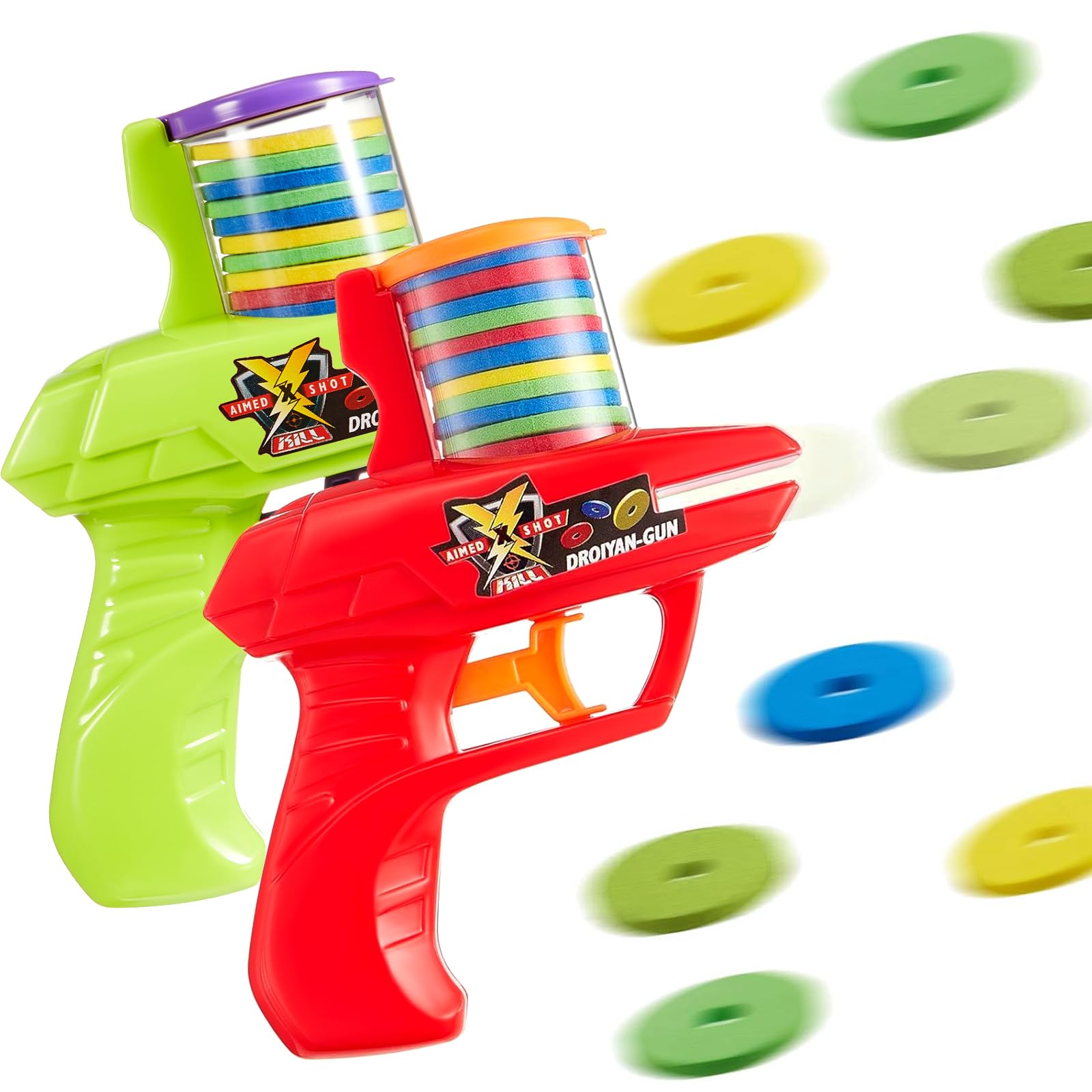 2 Pieces Foam Disc Launcher Zip Shot Shooter Disc Shooter (Red, Green)