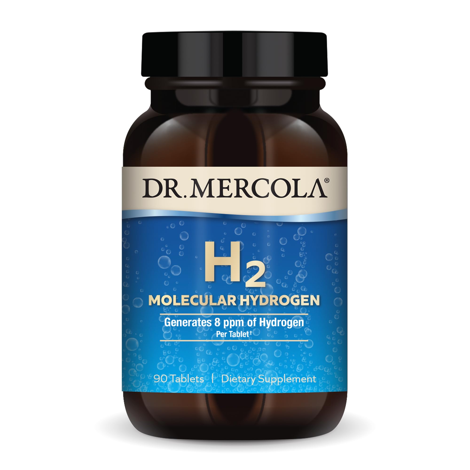 Dr. Mercola H2 Molecular Hydrogen, 90 Servings (90 Tablets), Dietary Supplement, Supports Brain Health and Cognitive Function, Non GMO