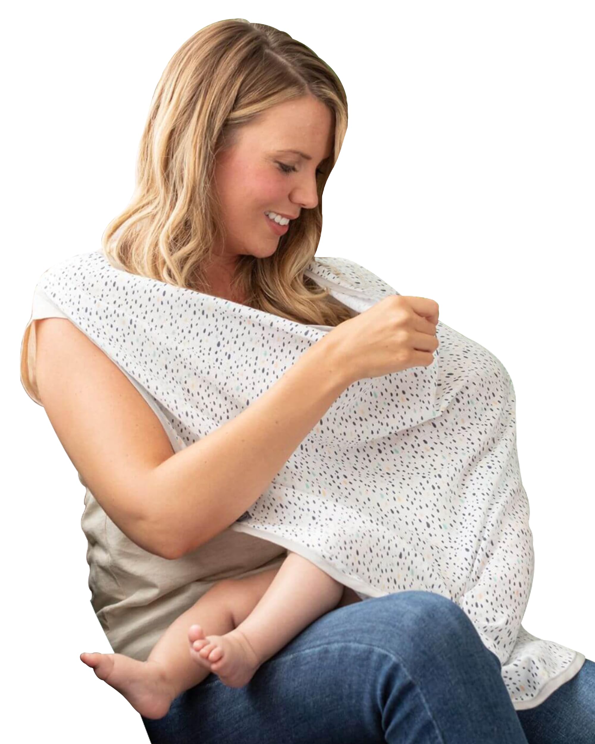 Cheeky Chompers 6-in-1 Breastfeeding Cover | Soft, Breathable Muslin | Nursing Cover, Blanket, Teether, Pram Cover & More | Newborn Essential (Peardrop)