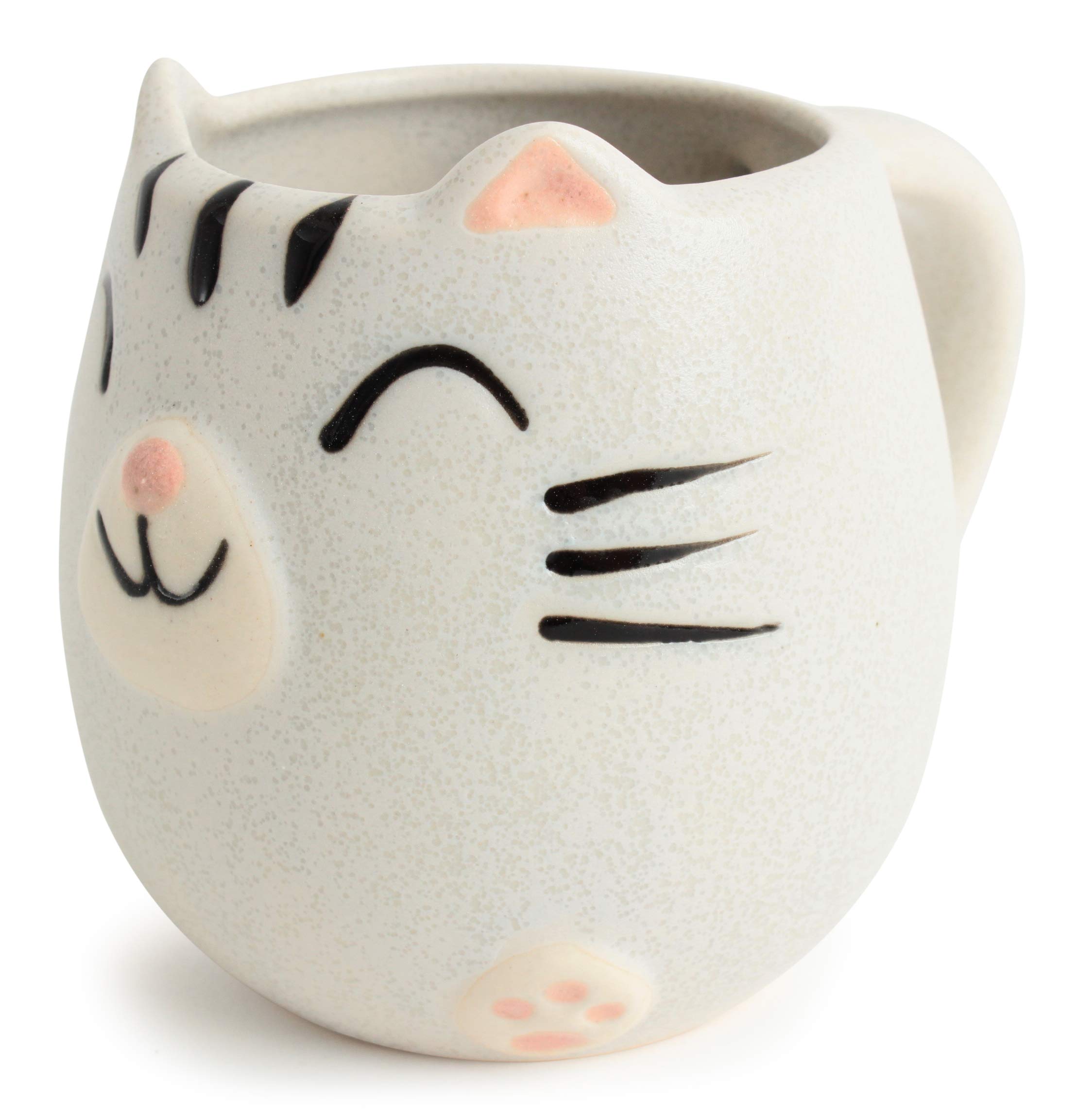 Mino ware Japanese Pottery Mug Cup Cat Shape Chiffon White made in Japan (Japan Import) CPM010