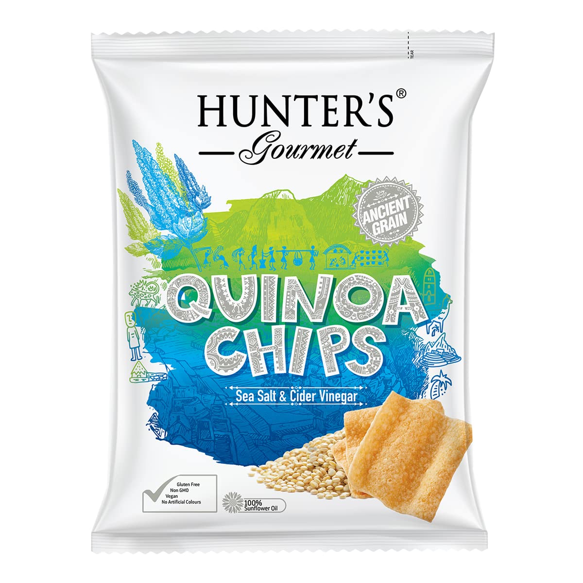 Hunter's Gourmet Quinoa Chips Sea Salt & Cider Vinegar, 75 Gm