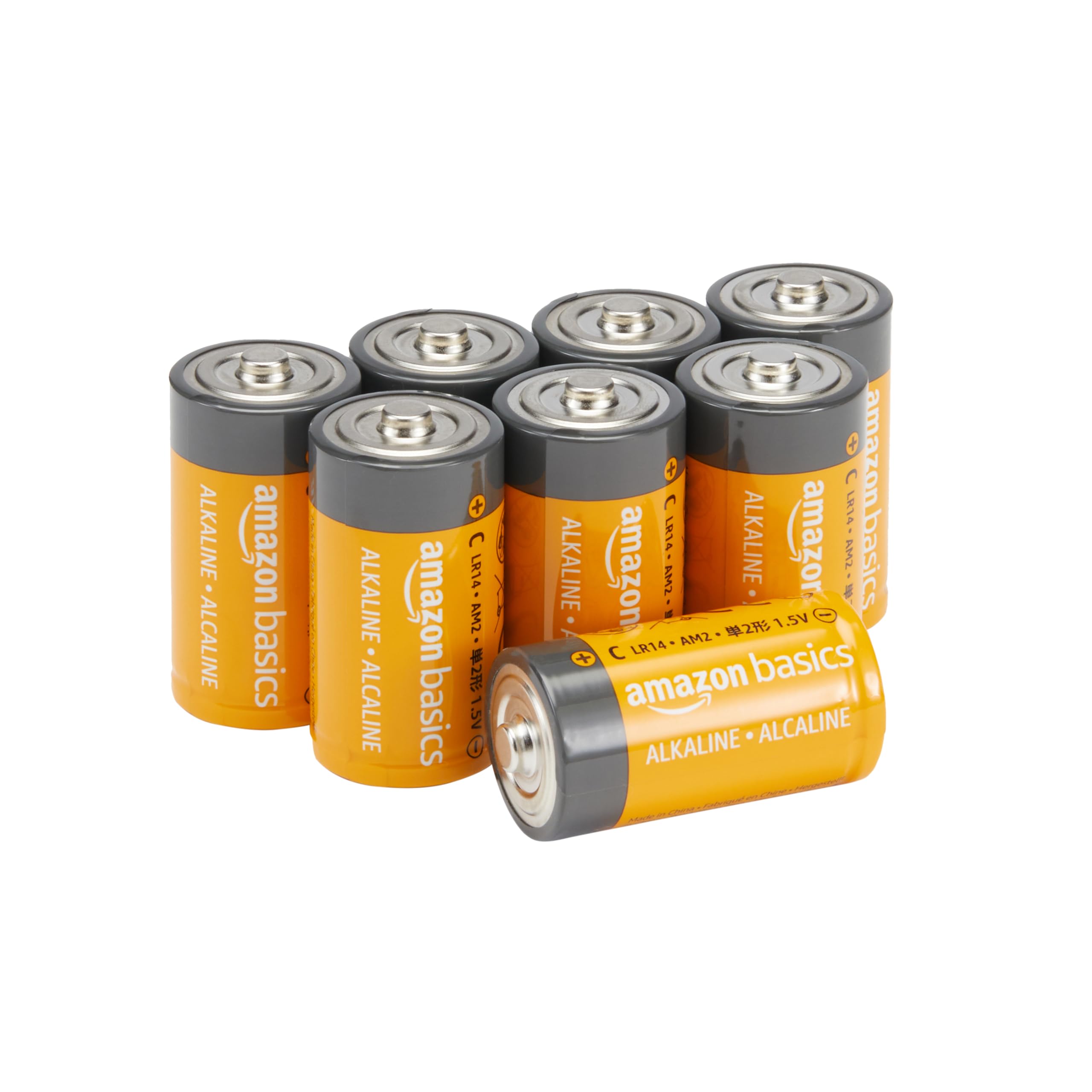 Amazon Basics 8 Pack C Cell All-Purpose Alkaline Batteries, 5-Year Shelf Life