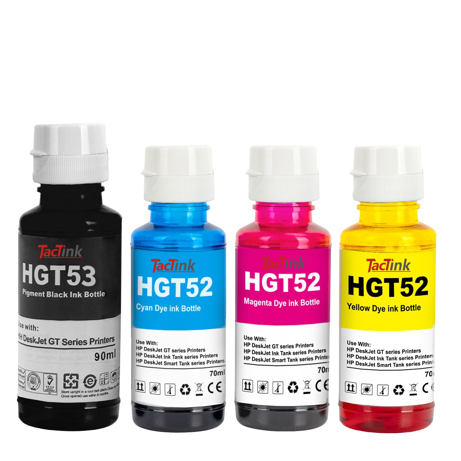 TacTinkGT52 GT53 Ink Bottle for HP Ink Tank 319 410 419 Smart Tank 500 502 508 511 514 515 518 519 530 531 532 533 538 571 615 618 655 720 750 790 DeskJet GT 5810 5820 5822 115 118 310 311