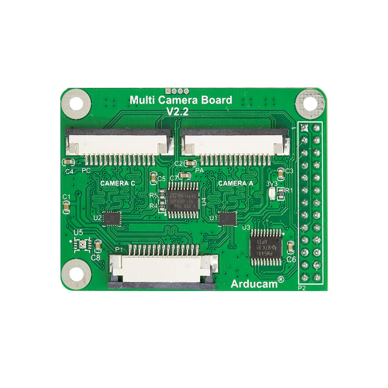 ArducamMulti Camera Adapter Module V2.2 for Raspberry Pi 5, 4B, Compatible with Rasperry Pi Camera Module 3/V2/V1, and 12MP IMX477 Cameras