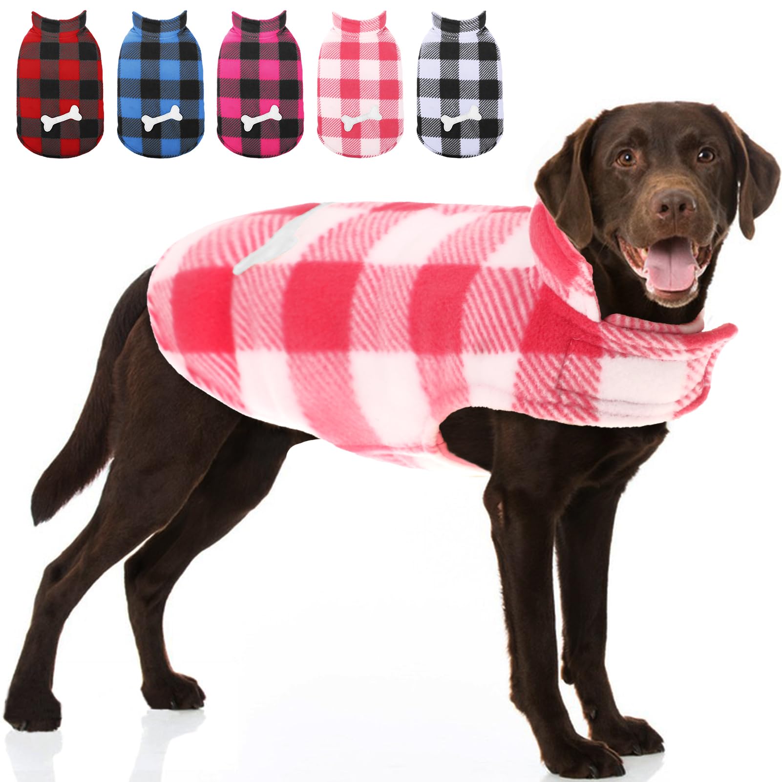 MORVIGIVEReversible Dog Winter Coat, British Style Plaid Puppy Vest Cold Weather Dog Jacket for Small Medium Large Dogs, Waterproof Windproof Warm Dog Clothes Outdoor Pet Apparel with Harness Hole