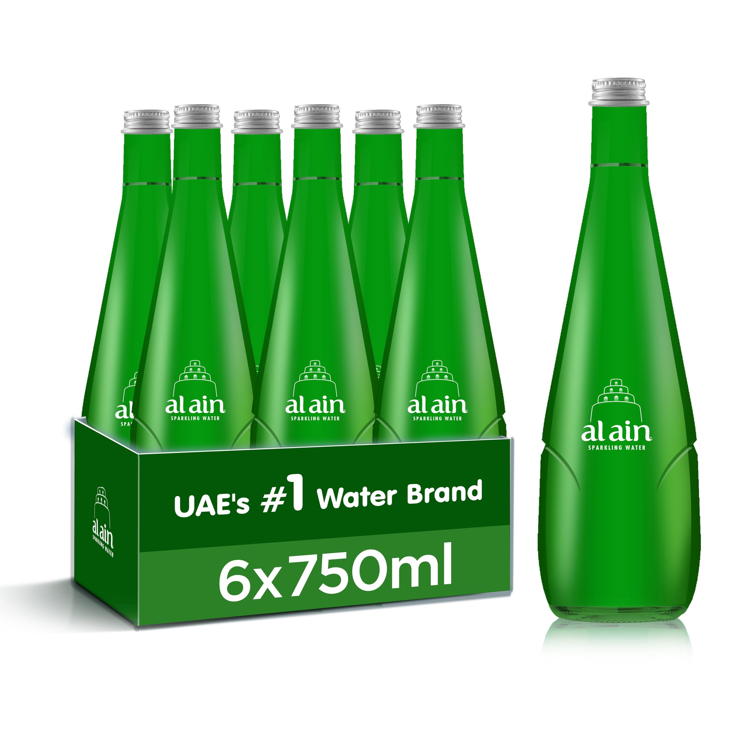 Al Ain Sparkling Water Glass Bottle 750ml - Pack of 6