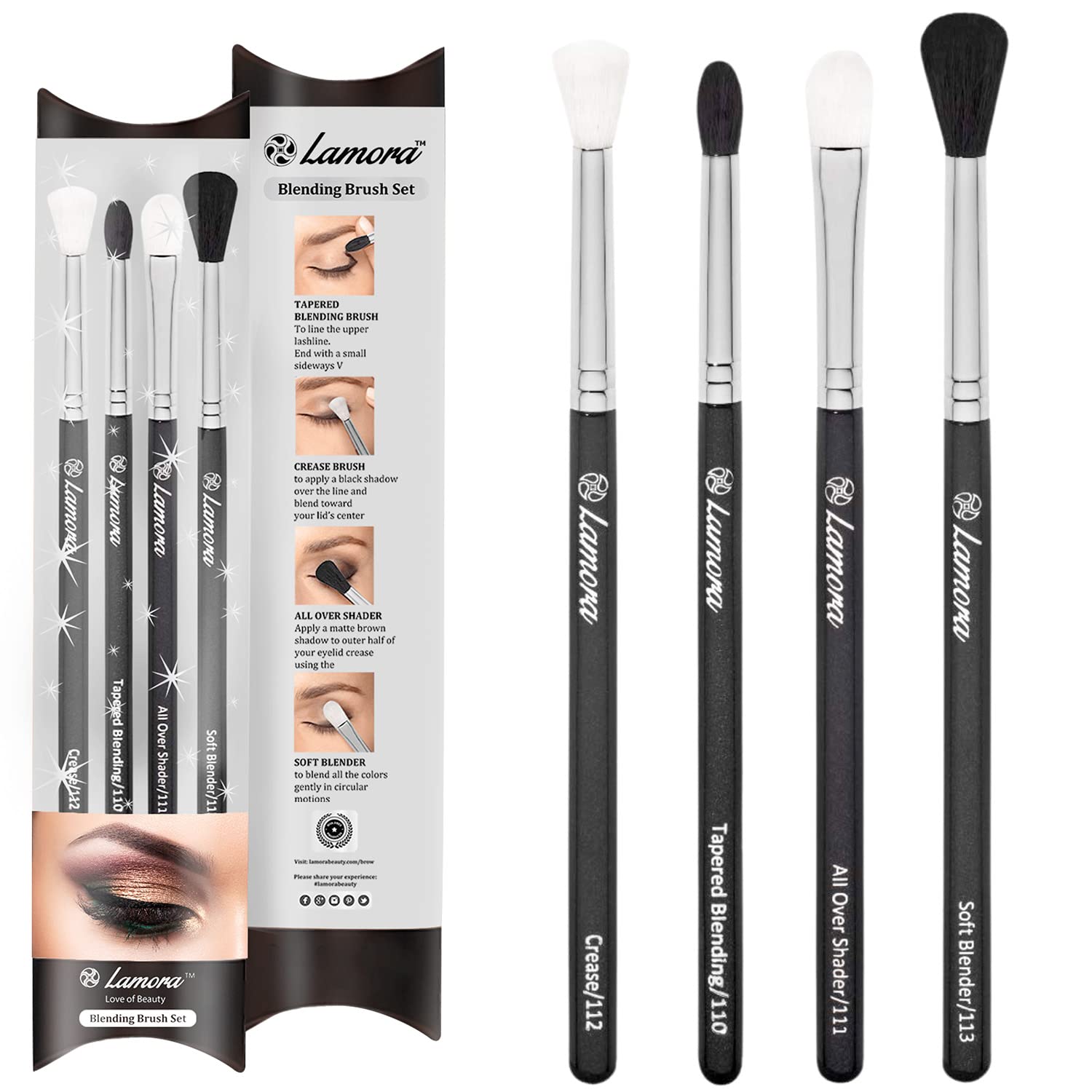 Real Technique's Pro Blending Brush Set, Smoky Eye Shadow Contour Kit, 4 Essential Shapes