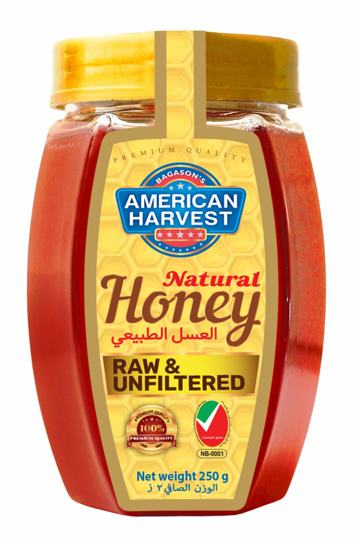 American HarvestNatural Honey Hexa Jar | Dairy, Nut, Gluten-Free | 250 gm