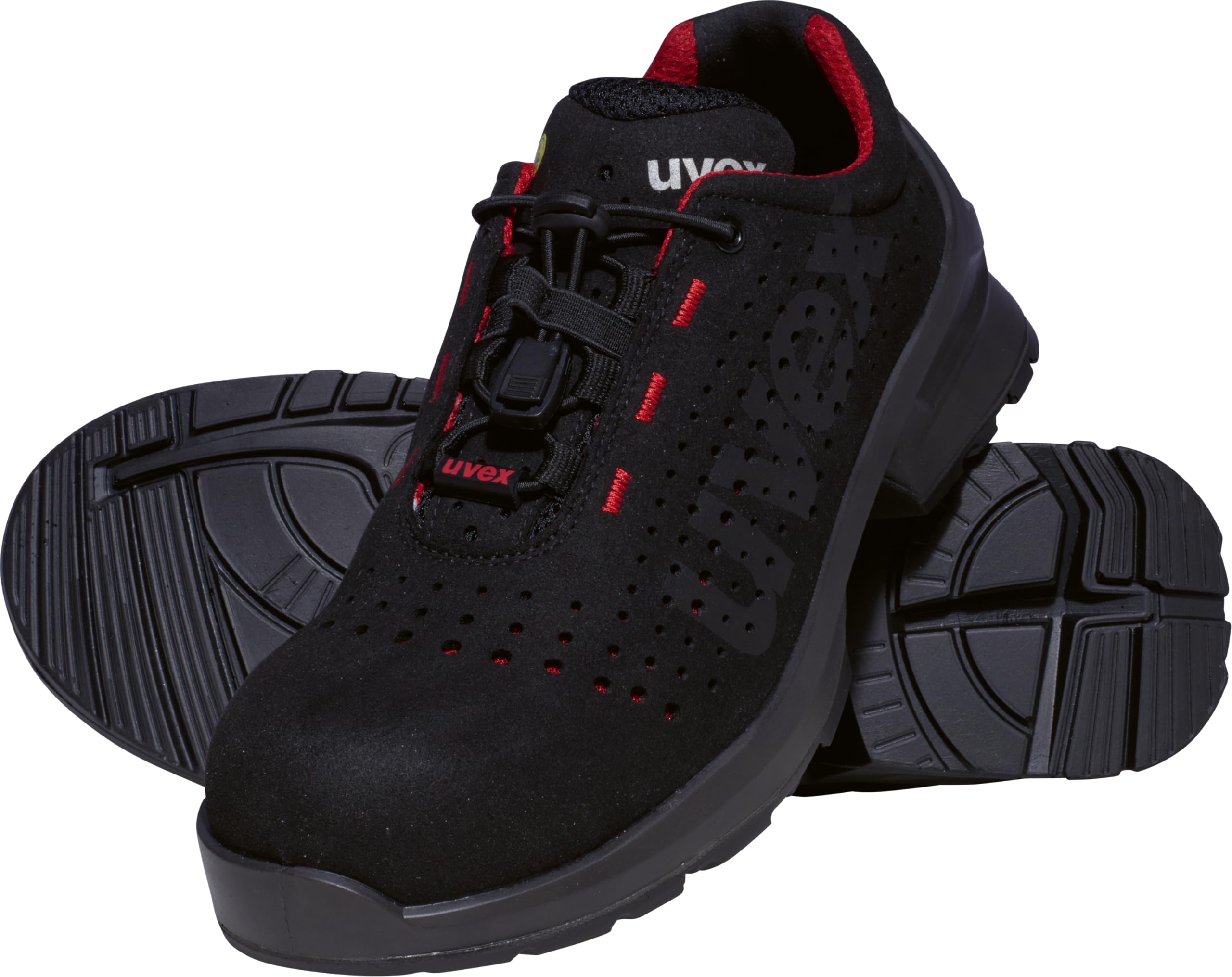 Uvex 1 Duo Low Shoe S1 - Safety Shoe for Light Areas - Sporty, Light & Flexible - Black, red