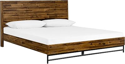 Armen Living Cusco Rustic Platform King Bed, Antique Acacia