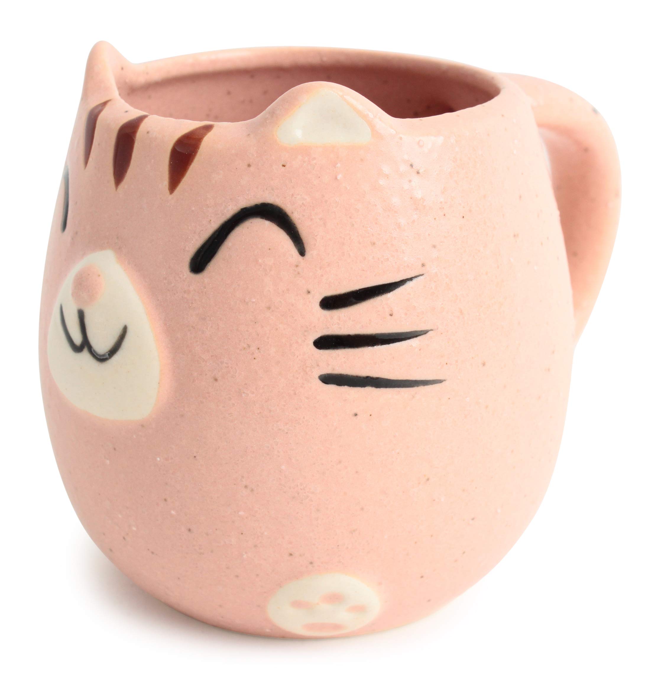 Mino ware Japanese Pottery Mug Cup Cat Shape Carnation Pink made in Japan (Japan Import) CPM008