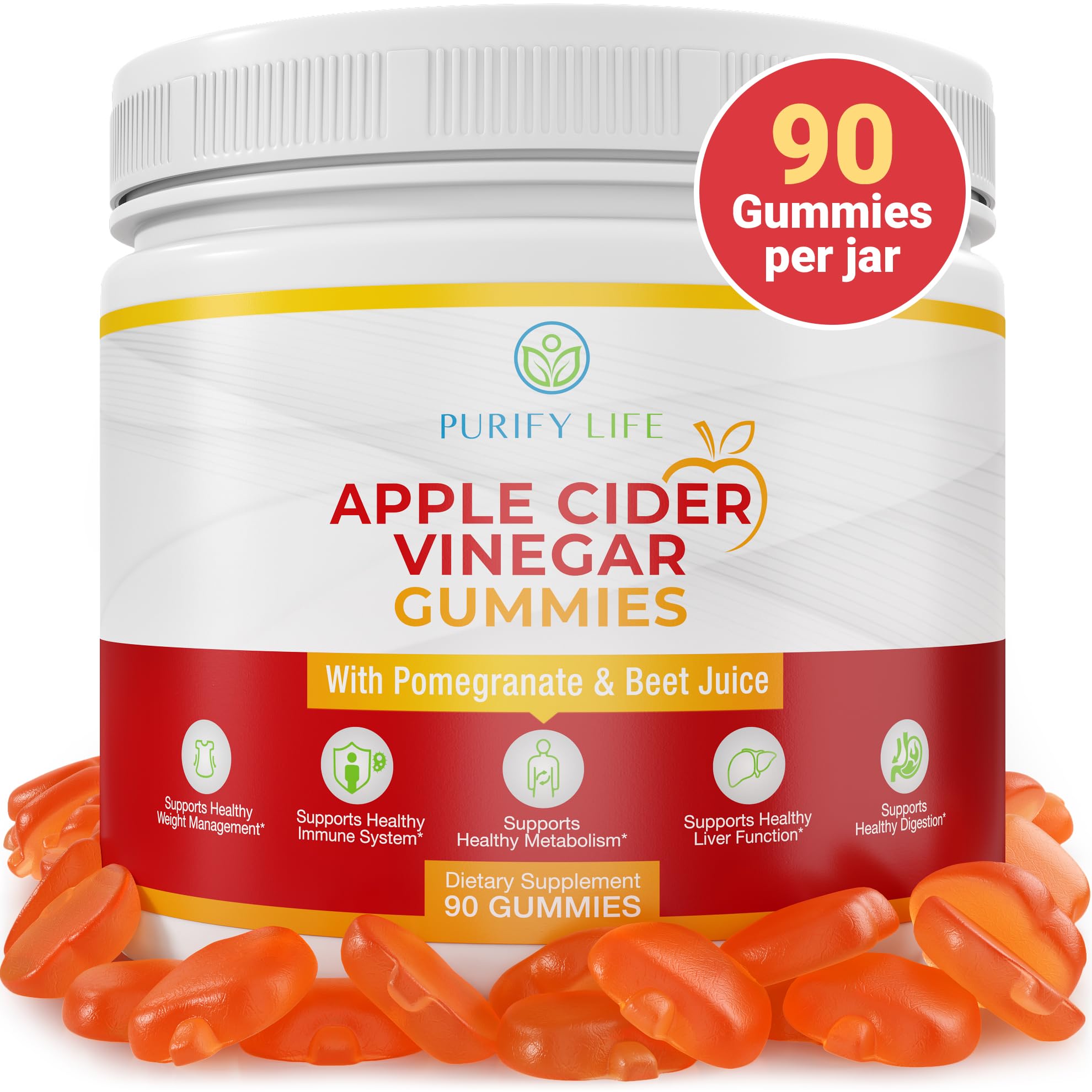 Detox Apple Cider Vinegar Gummies for Adults (90 chews), Unfiltered ACV Gummies for Improved Gut Health, Energy, Digestion & Immune Support, No more Capsules, Pills & Acid Reflux, With The Mother