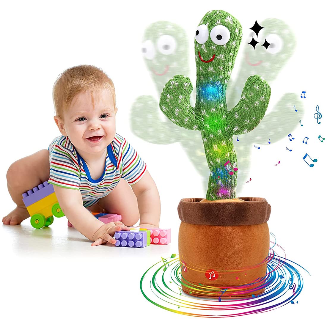 Wembley Toys Talking Cactus for Kids Dancing Cactus Toys Can Sing Wriggle & Singing Recording Repeat What You Say Funny Education Toys Playing Home Decor Items for Kids,Green