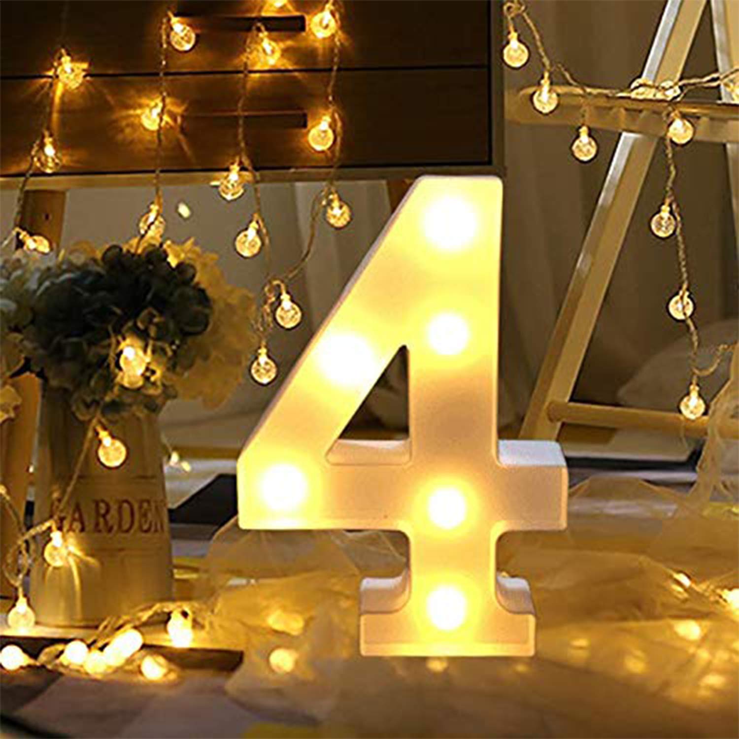 Light Up Numbers,Kaishengyuan Sign Light Up Number Letters Lamp for Wedding Birthday Party Battery Powered Christmas Lamp Night Light Home Bar Decoration