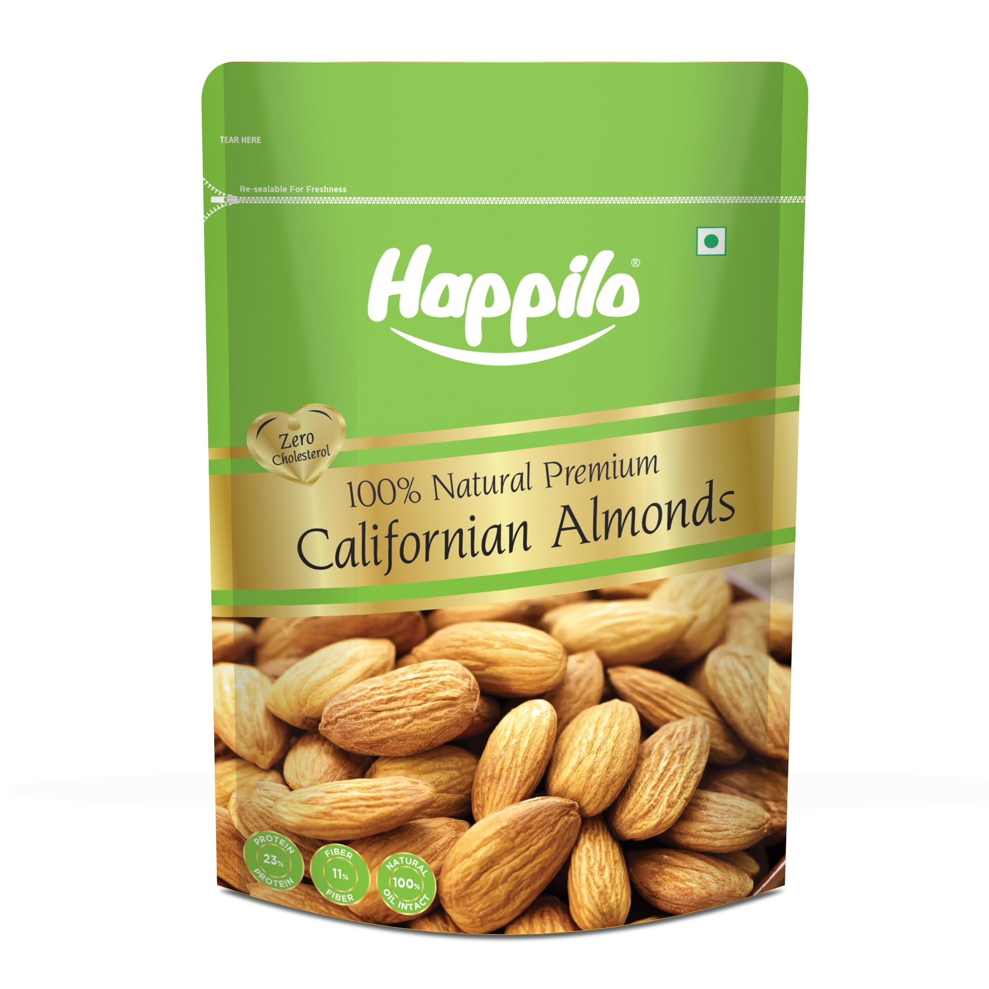 Happilo 100% Natural Premium California Almonds 1kg Value Pack Pouch | Premium Badam Giri | High in Fiber & Boost Immunity | Real Nuts | Whole Natural Badam