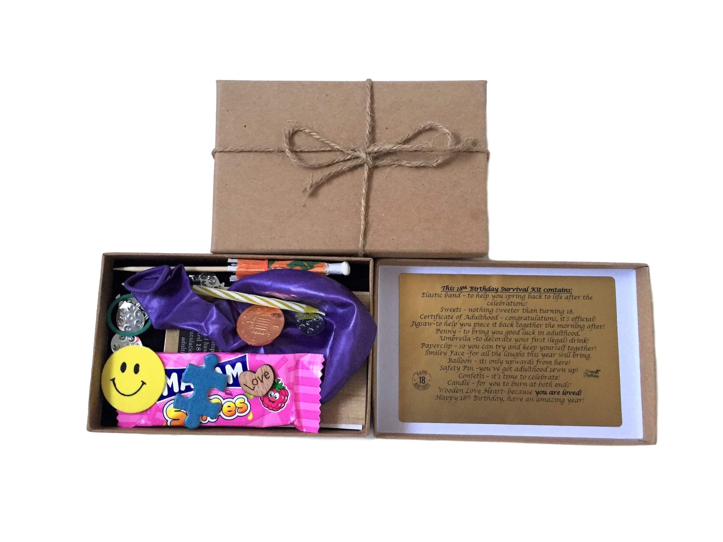 18th Birthday Survival Kit Box - 18th Birthday Survival Kit for Him or Her - Perfect Gift Present for 18 Year Old Birthday. Humorous, Novelty, Fun Gift