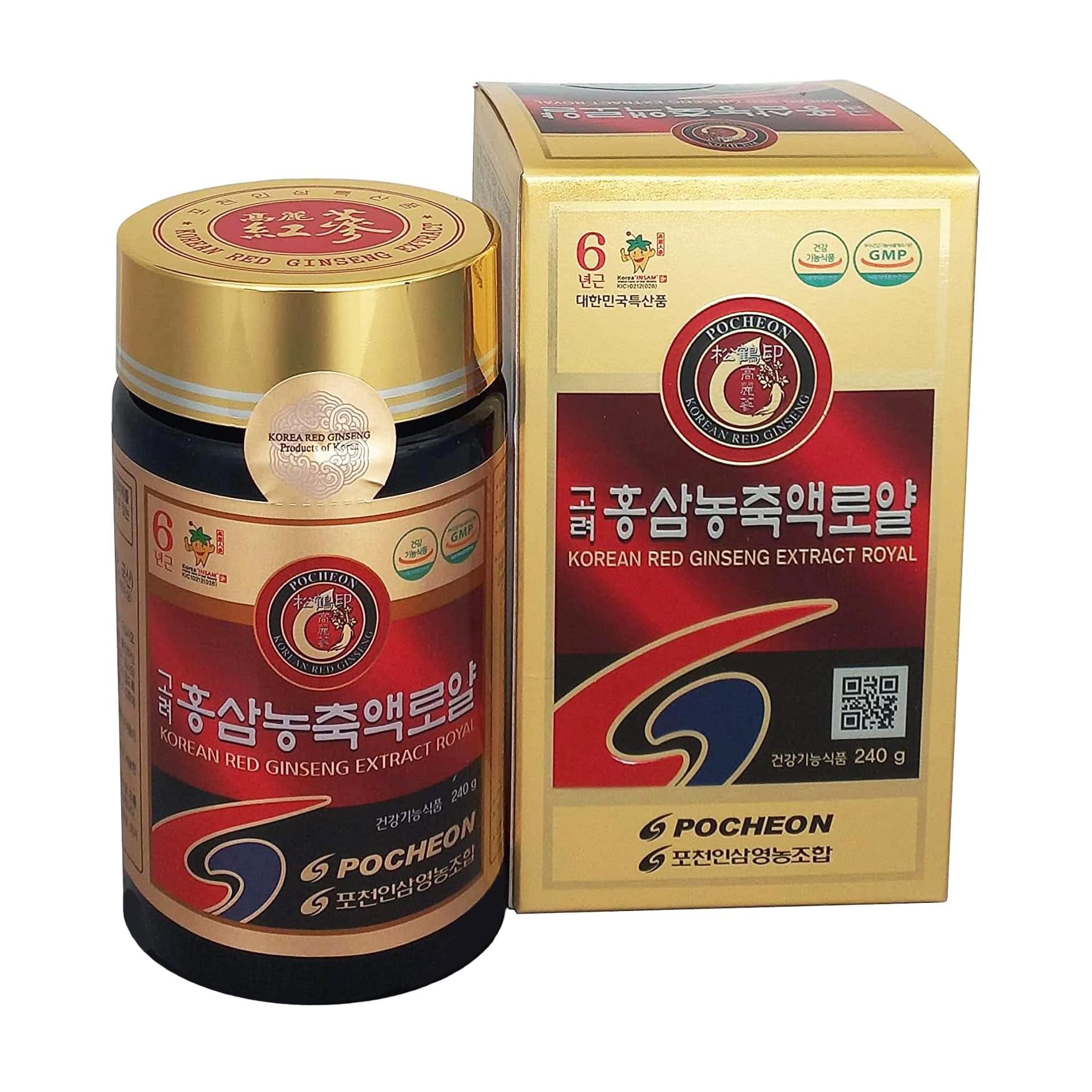 Pocheon 240g, 100% Pure Korean 6Years Root Panax Red Ginseng Extract Royal, 70% Solid State, Natural Immune Support, Ginseng Herbal Supplement