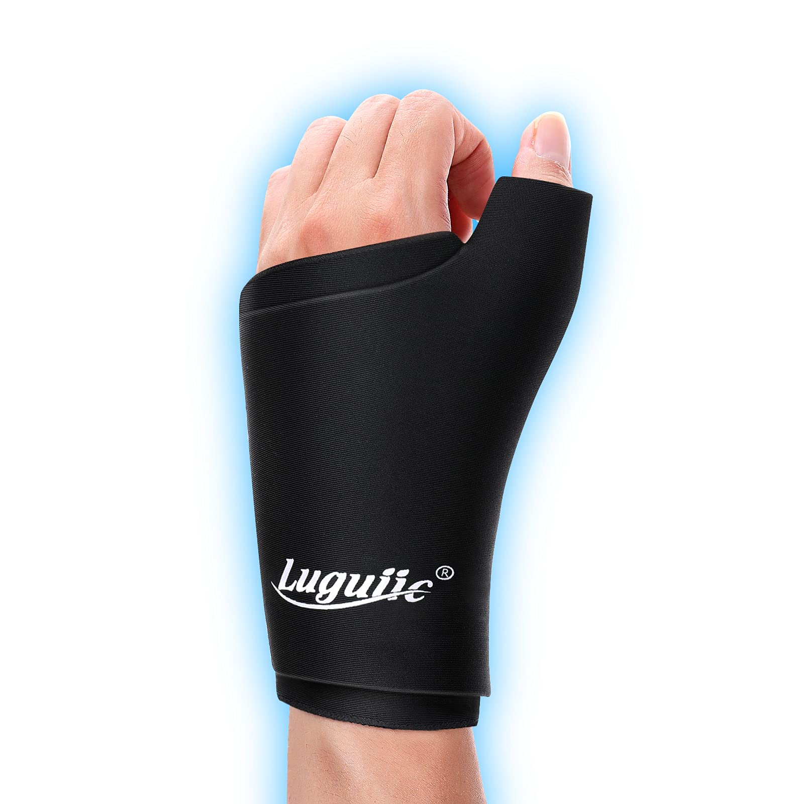 Wearable Thumb Wrist Ice Pack-Hot Cold Compress Hand Finger Ice Pack,Reusable for Injuries,Carpal Tunnel,Arthritis,Tendonitis,De Quervain's Tenosynovitis, Swelling & Bruises Black-S/M