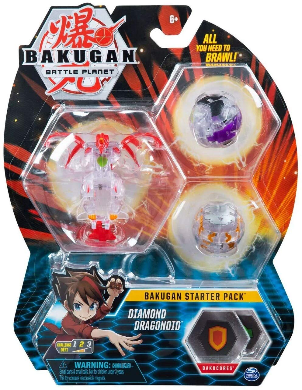 BAKUGAN Starter Pack 3-Pack, Diamond Dragonoid, Collectible Action Figures, for Ages 6 and up