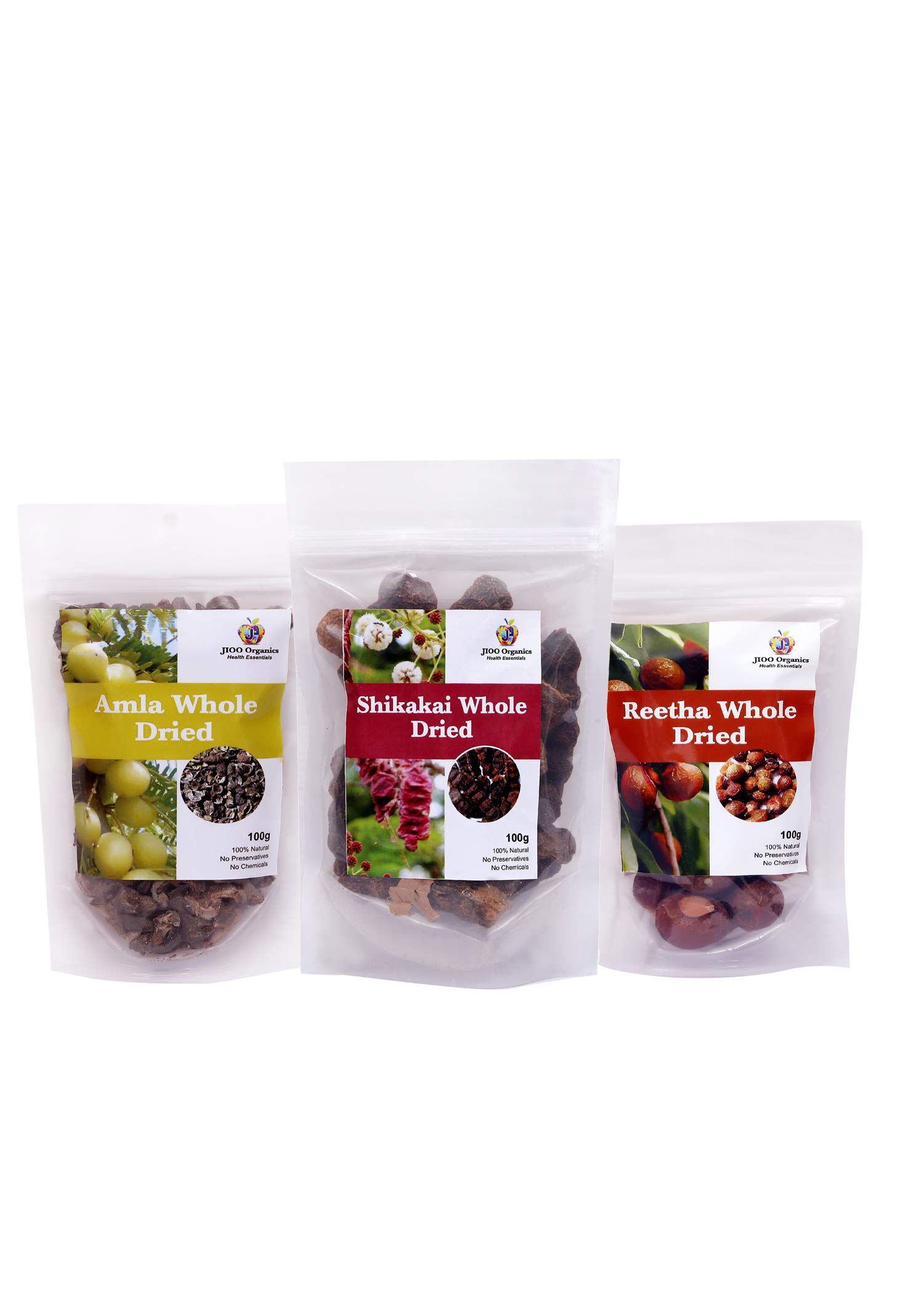 Jioo Organics Shikakai Whole Dried,Sabut Shikakai and Reetha Whole Dried Sapindus and Whole Dried Amla Sun- Dried