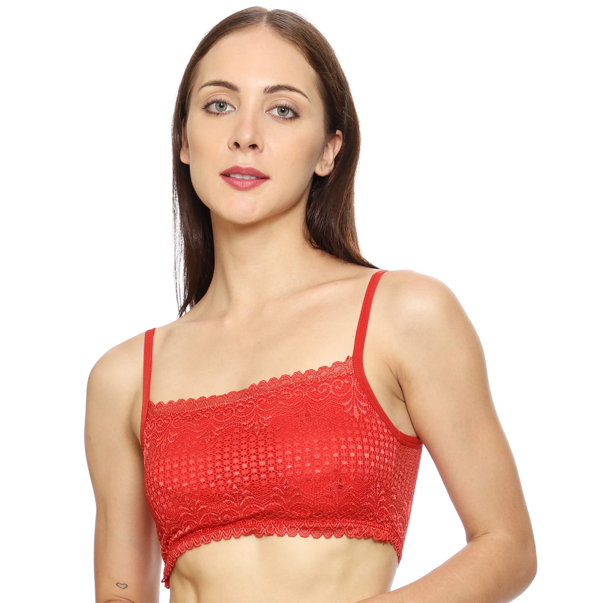 TEEKAY Women Fancy Bralette Lightly Padded Bra (Red)