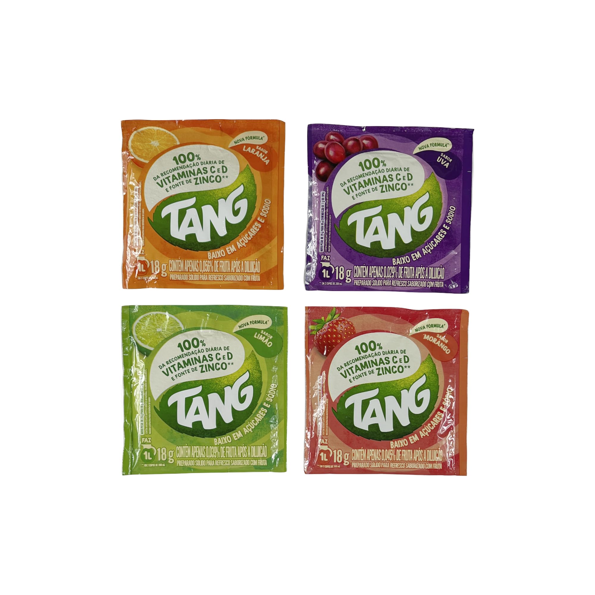 Tang Instant Drink Mix with Vitamins C and D – No Sugar Needed - 4-Pack – IMPORTED (Orange - Grape - Strawberry - Lemon)