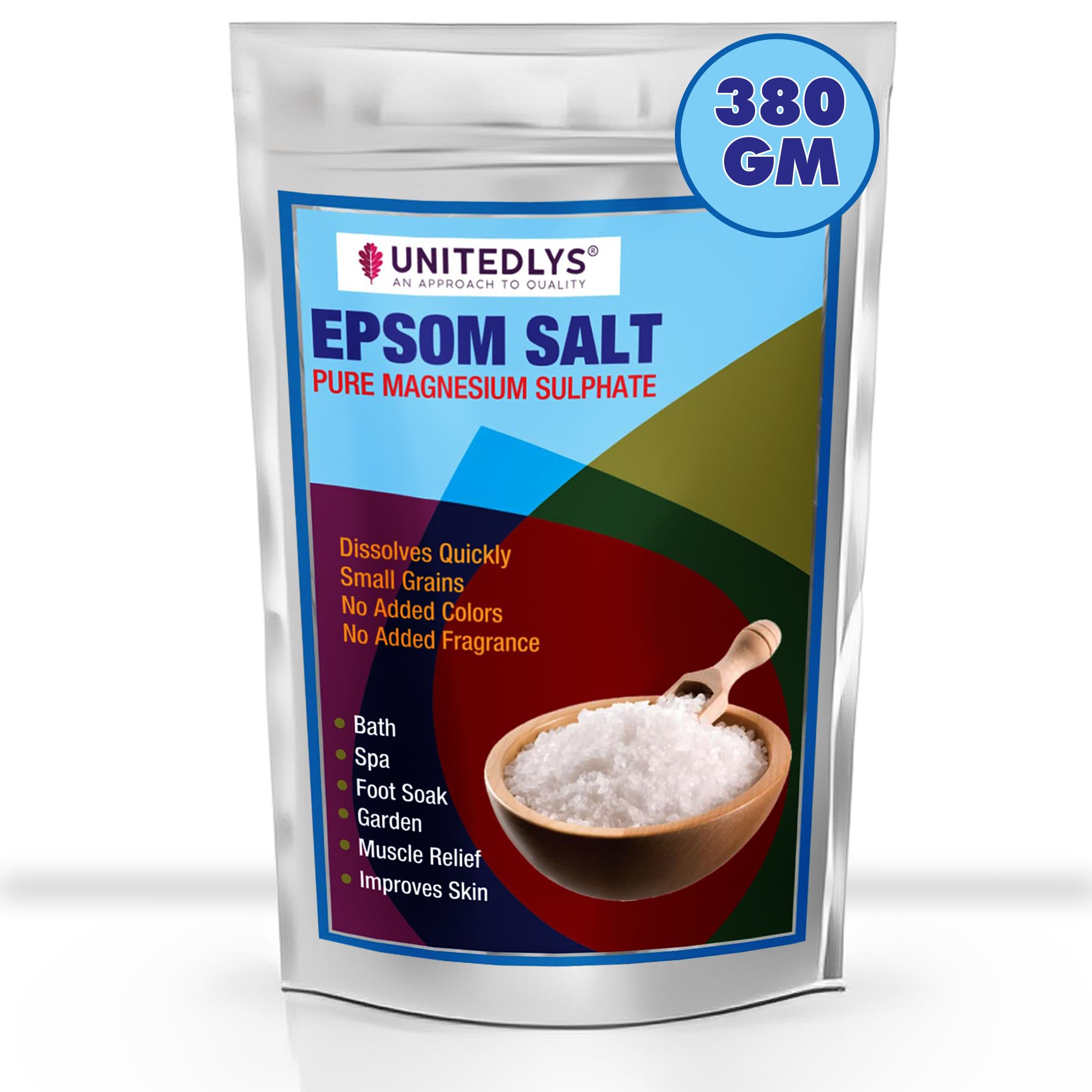 Unitedlys Epsom Salt for Plants Growth & Nutrient 380GM | Magnesium Sulphate for Garden Enhancement | Epsom Bath Salt for Muscle Pain Relief