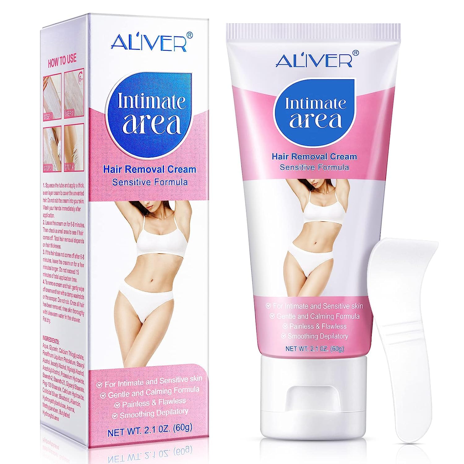 Private Hair Removal Cream for Women and Men,Intimate Hair Remover,Effective and Painless Depilatory Cream for Private Areas, Pubic, Bikini, Body, Legs and Underarms, Suitable for All Skin Types - 60g