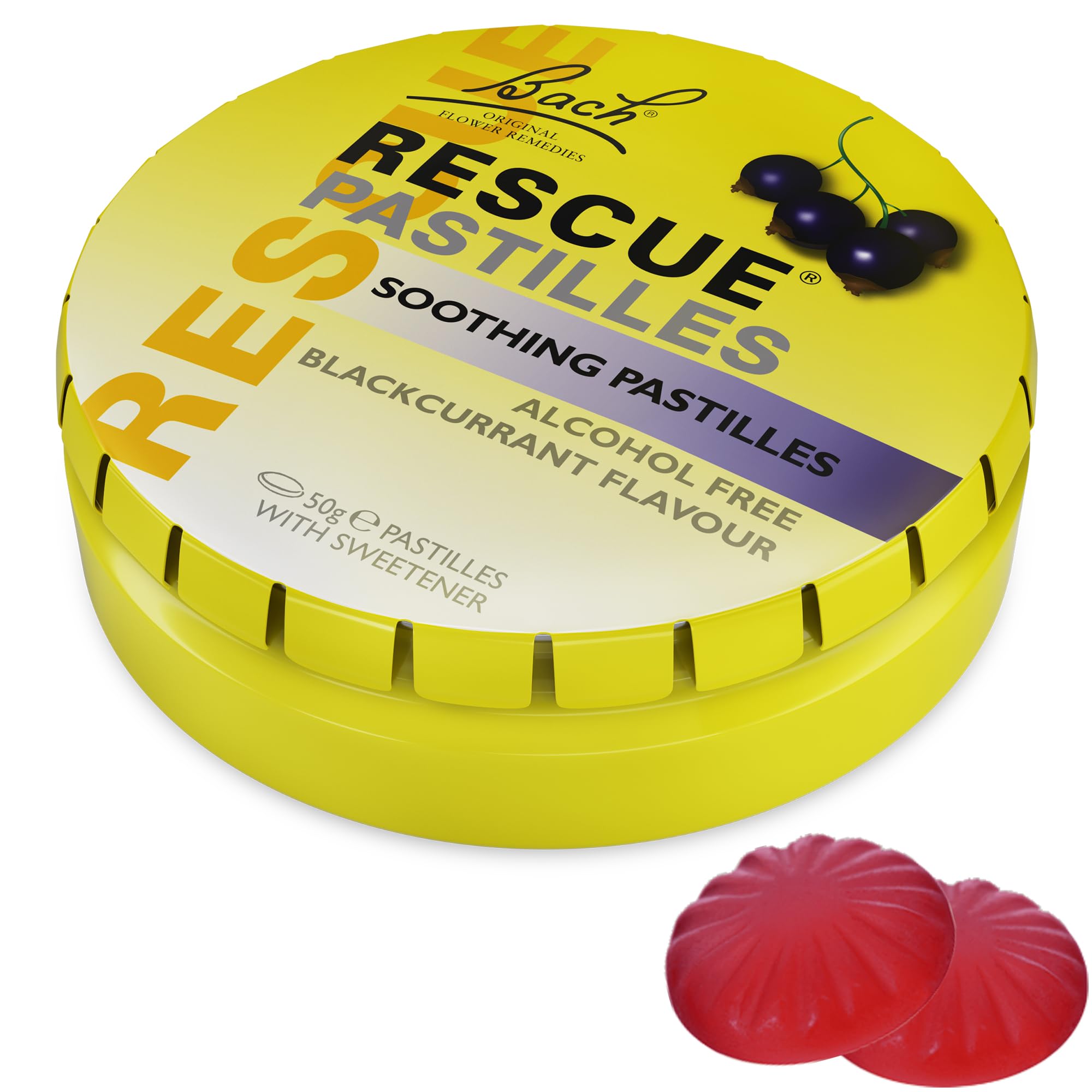 Rescue Remedy Pastilles (Blackcurrant), Soothing Emotional Wellness Pastilles, Travel Size On The Go Calming Pastilles, Alcohol-Free, Sugar Free, Natural Flower Essences