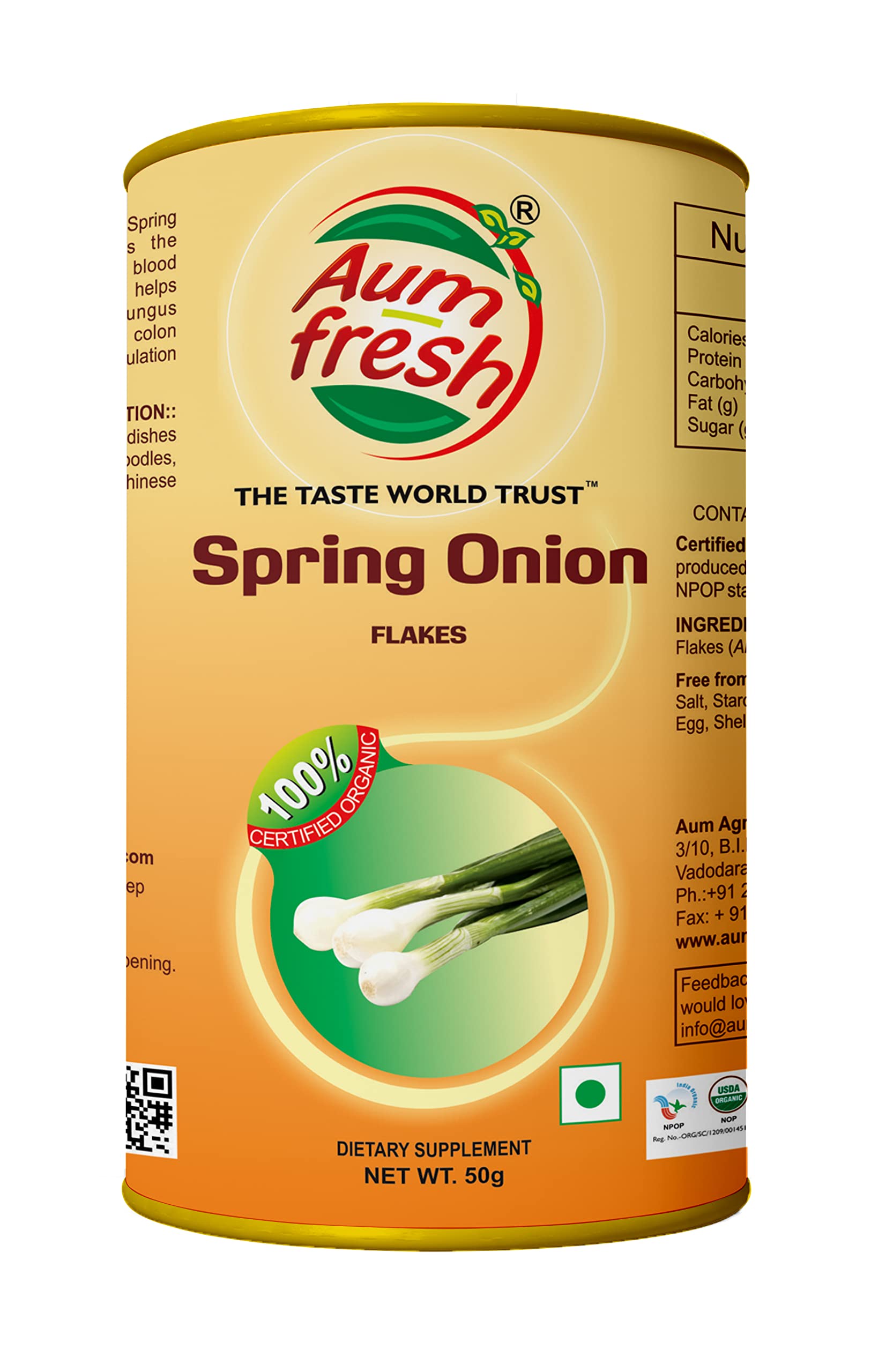 Aum Fresh Natural Spring Onion Flakes, 50 Gm (Pack of 1)