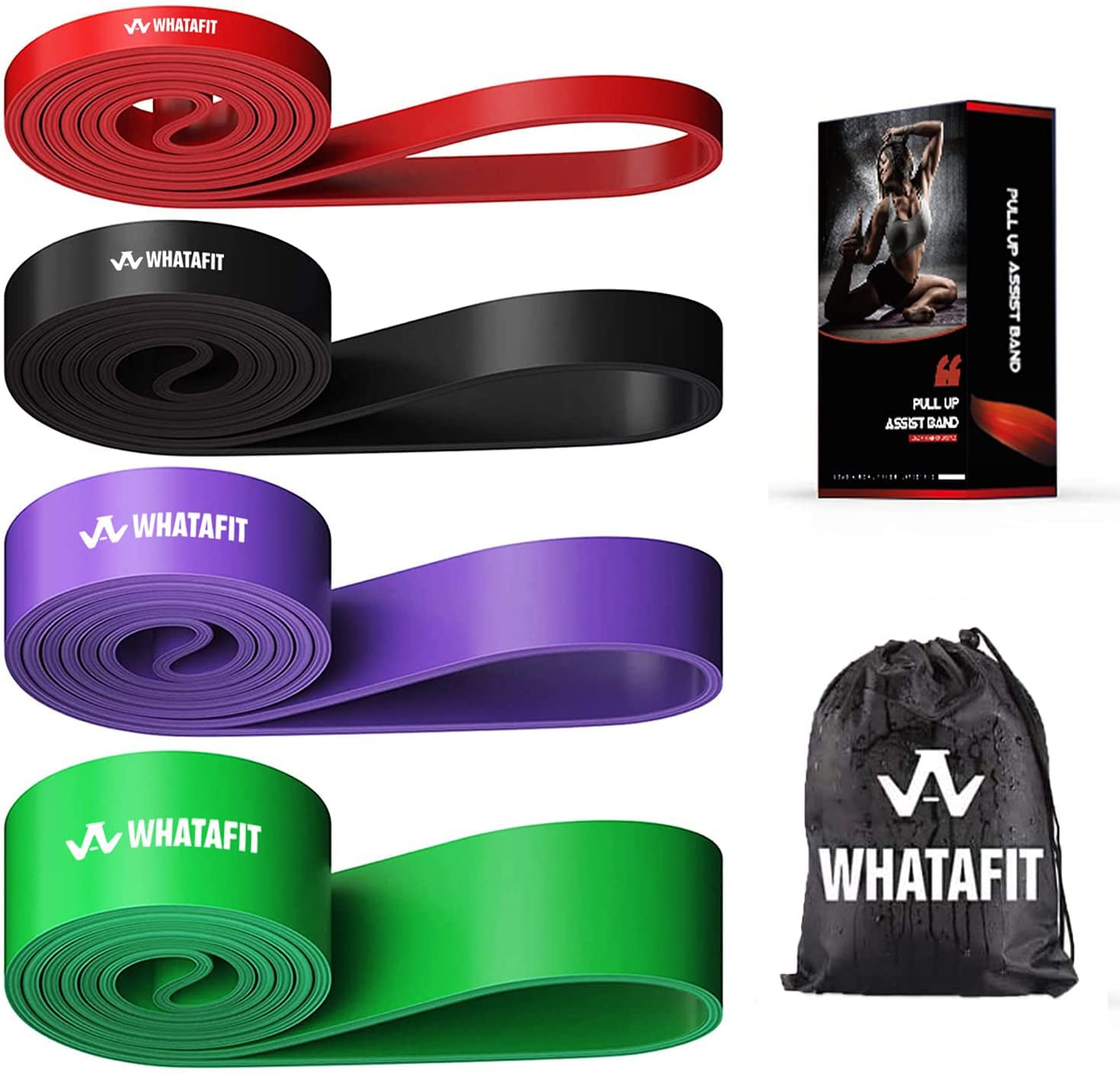 WHATAFITResistance Bands, Exercise Bands，Resistance Bands for Working Out, Work Out Bands with Handles for Men and Women Fitness, Strength Training Home Gym Equipment