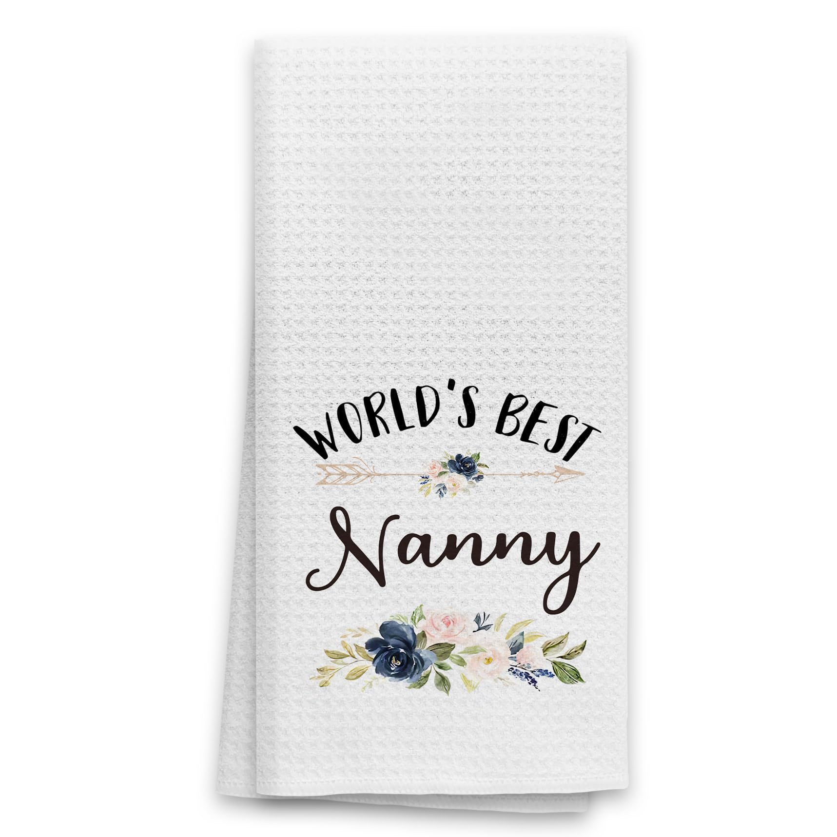 Nanny Kitchen Towels, Nanny Gifts, World's Best Nanny Dish Towels, Mother's Day Nanny Grandma Floral Hand Kitchen Towels, Dish Tea Hand Towels for Kitchen Bathroom Decorative 16x24 Inch