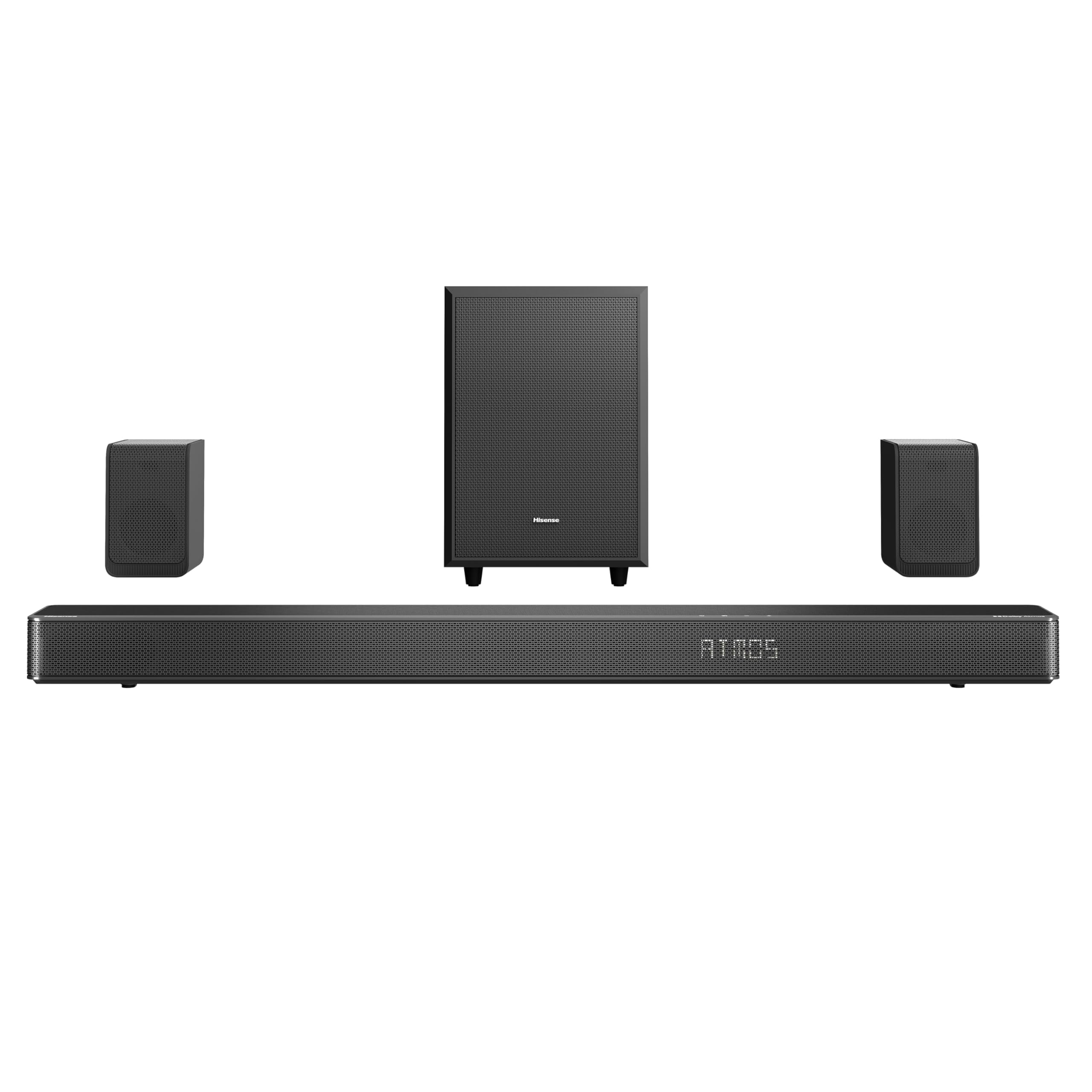 HisenseAX5125H 5.1.2Ch Sound Bar with Wireless Subwoofer, 500W, Dolby Atmos, Bluetooth 5.3, EzPlay, 4K HDMI Pass Through, Roku TV Ready, DTS:X, HDMI/AUX/ARC/Optical/USB, 7 EQ Modes