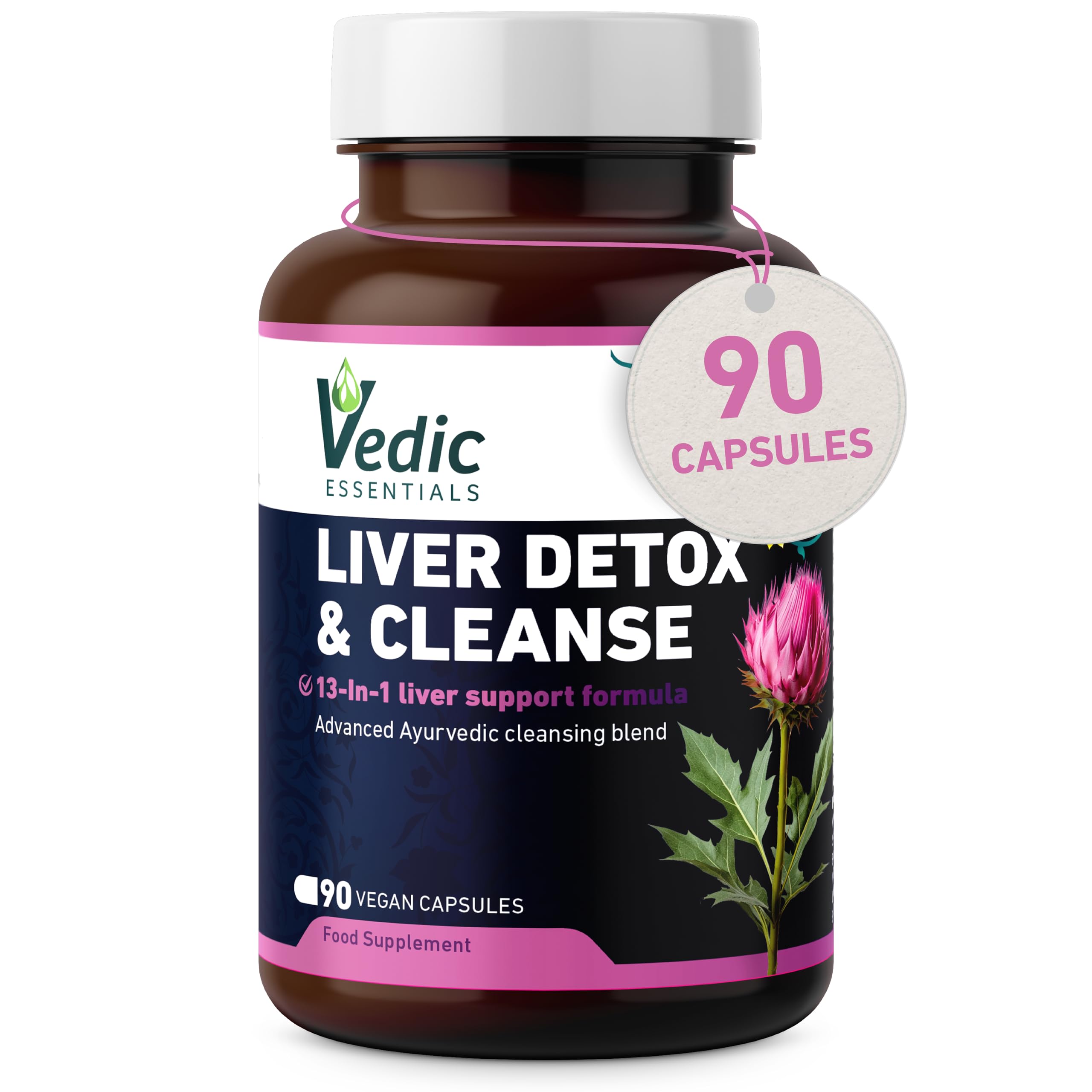 Vedic Advanced Liver Cleanse, Detox & Repair | High Strength Liver Support Capsules |13 Essential Natural Ingredients for Healthy Liver Function | UK Made Premium Liver Supplement | 90 Vegan Capsules