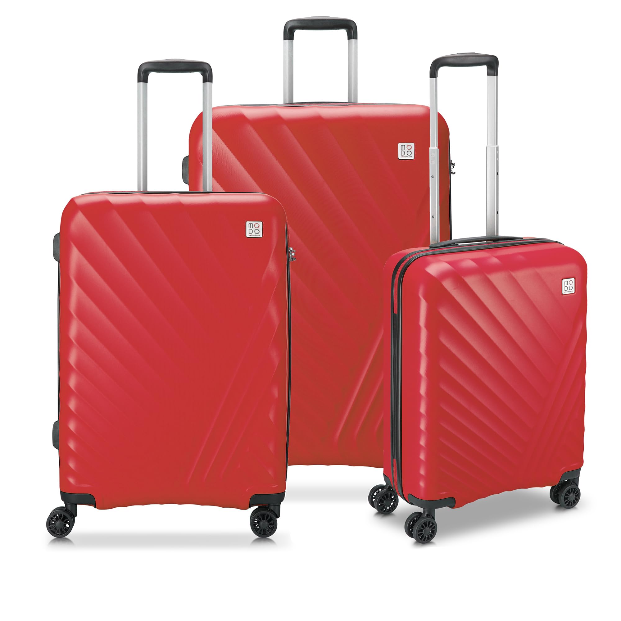 MODO BY RV RONCATOSet of 3 Rigid suitcases with Swivel Wheels, Red, 107.1 litri