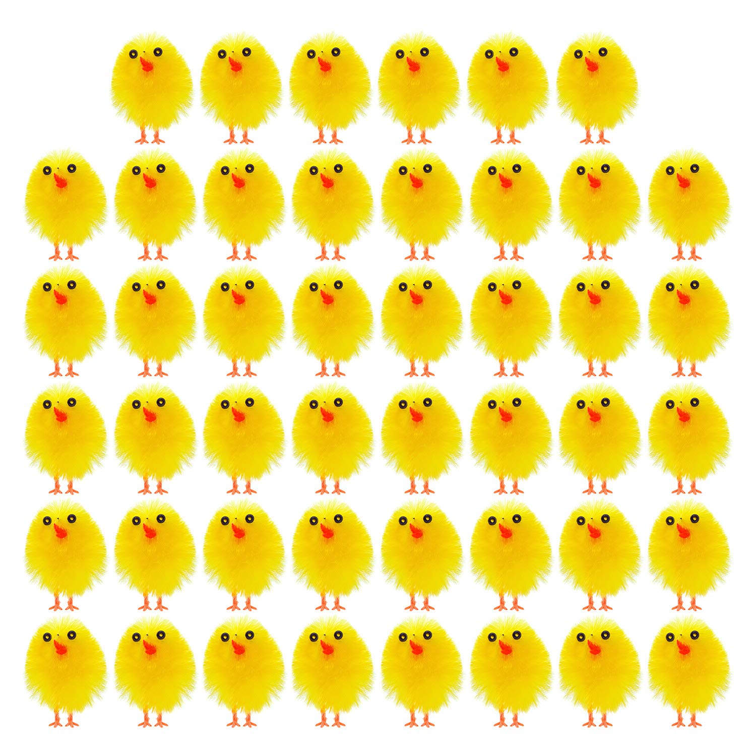 TUPARKA 46 Pcs Mini Easter Chicks Yellow Easter Chenille Chicks Cute Fully Easter Chicks Baby Chicks for Easter Party, Easter Egg Bonnet Decoration