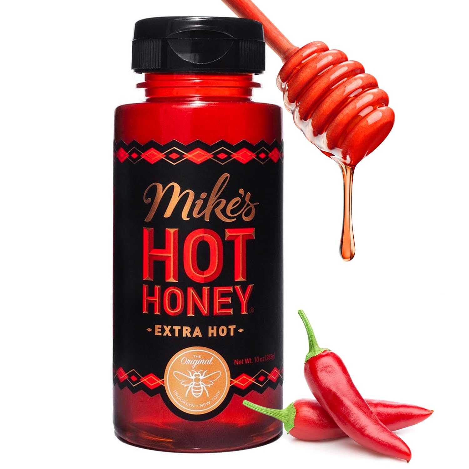 Mike's Hot HoneyHoney with a Kick, Sweetness & Heat, 100% Pure Honey, Shelf-Stable, Gluten-Free & Paleo Extra Hot (1 pack)