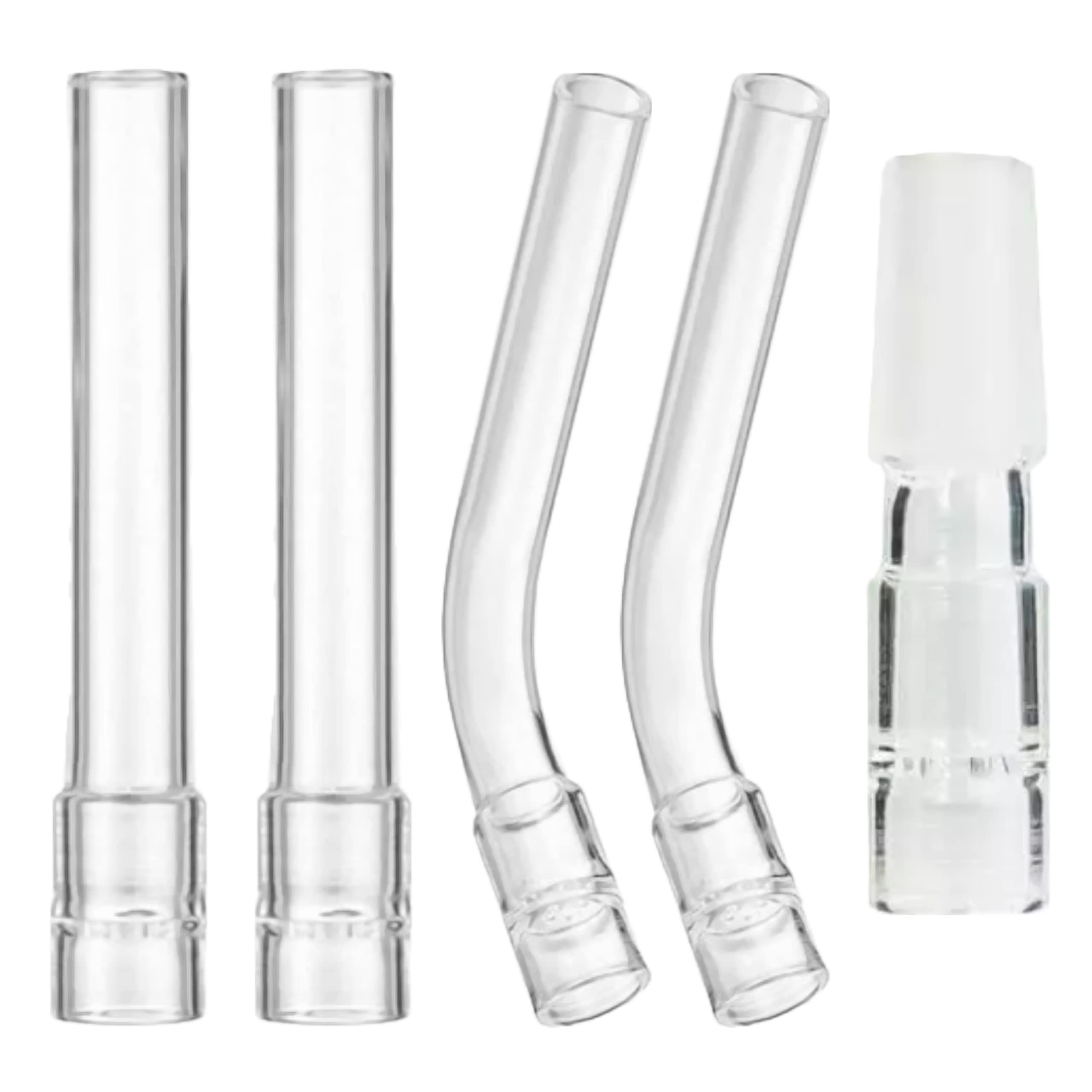 Stem Set for Arizer - 2 Curved, 2 Straight & 1 14mm Glass Adaptor for Arizer, for Solo/Air / 2 - Glass Mouthpieces & Adaptor Set - Replacement Stems, Mouthpieces & Vaporizer Accessories