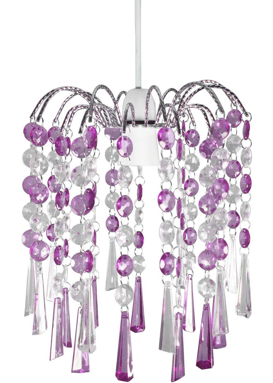 Chandelier Style Ceiling Light Shade Droplet Pendant Acrylic Crystal Bead Luxury (Ely Pendant Purple)