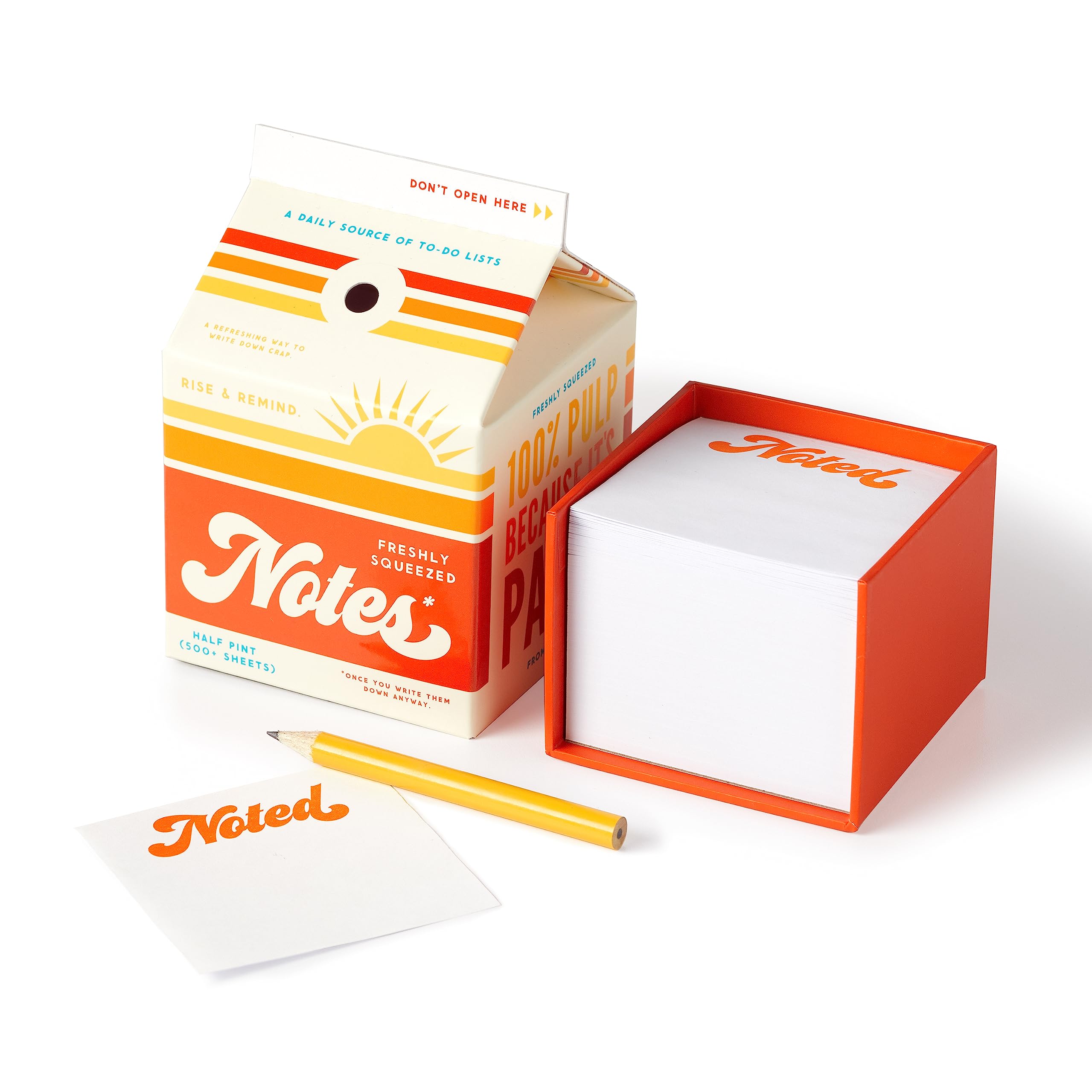 Freshly Squeezed Notes – Orange Juice Carton Box With 500+ Tear Off Sheets Of Paper